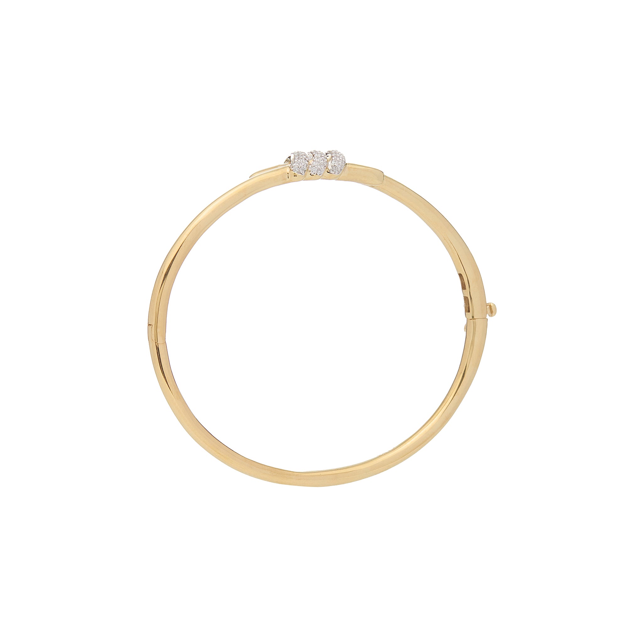Eclipse Small Bangle - Gold with 3 row of White Diamond Pave