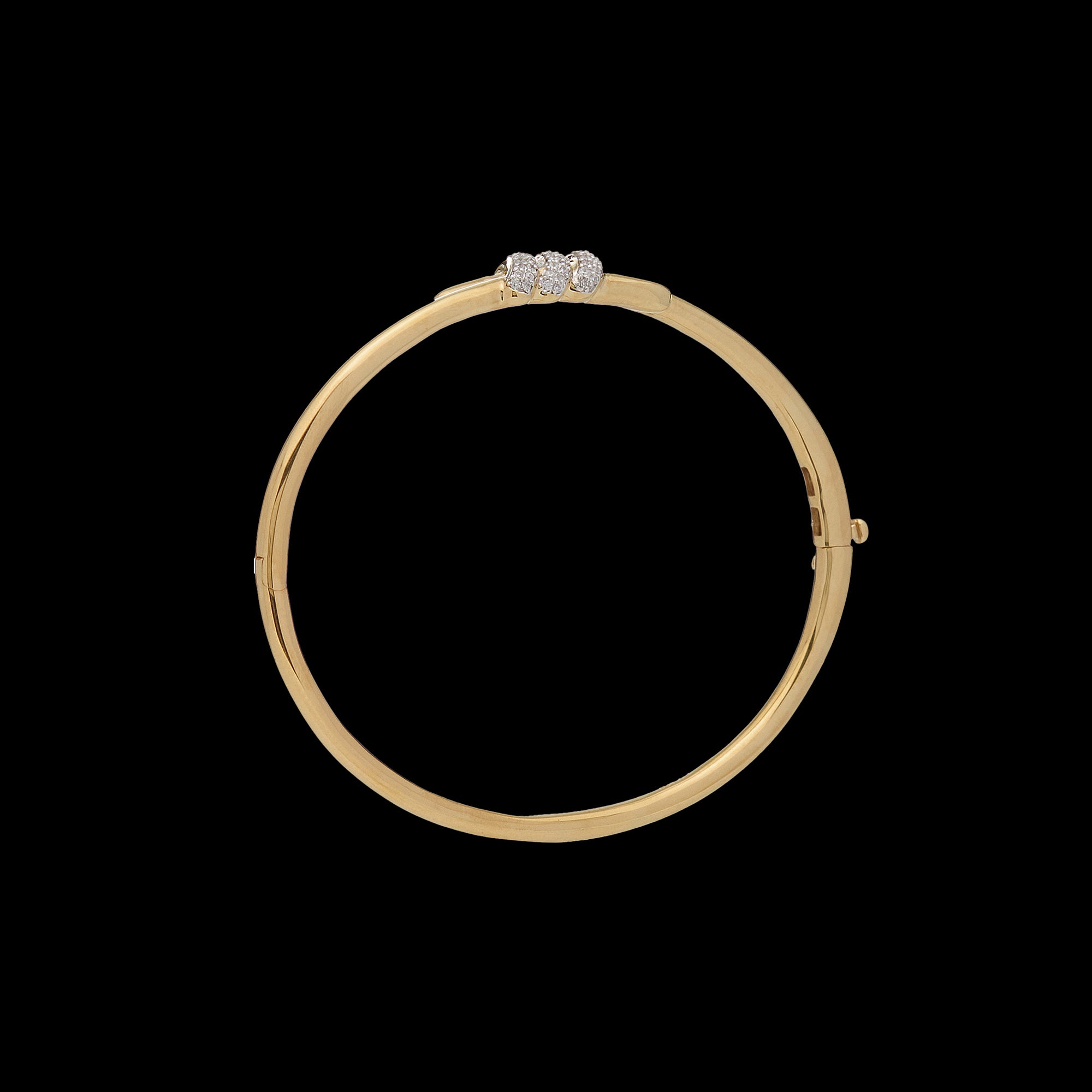 Eclipse Small Bangle - Gold with 3 row of White Diamond Pave