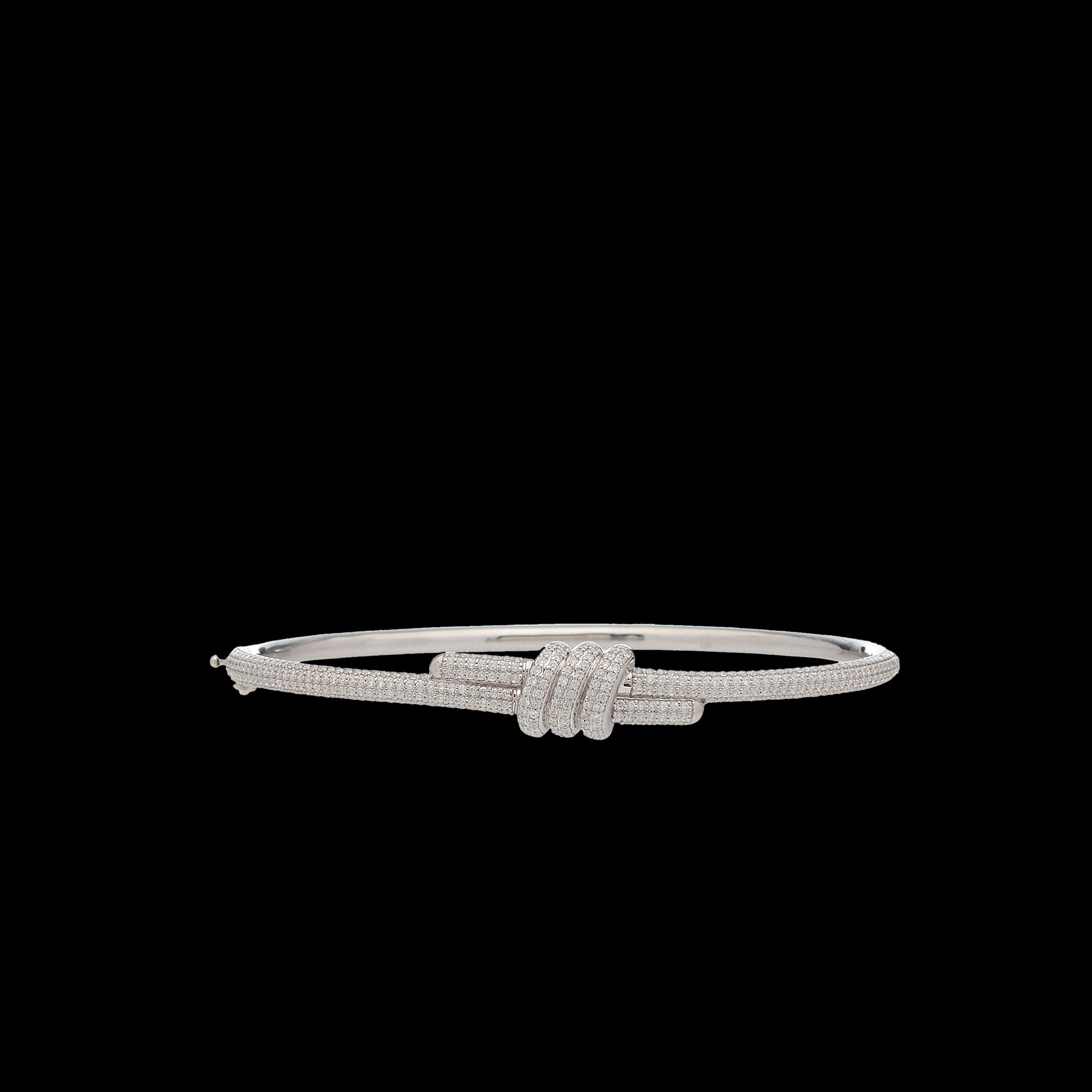 Eclipse Small Bangle - White Gold  - ALL White Diamond Pave