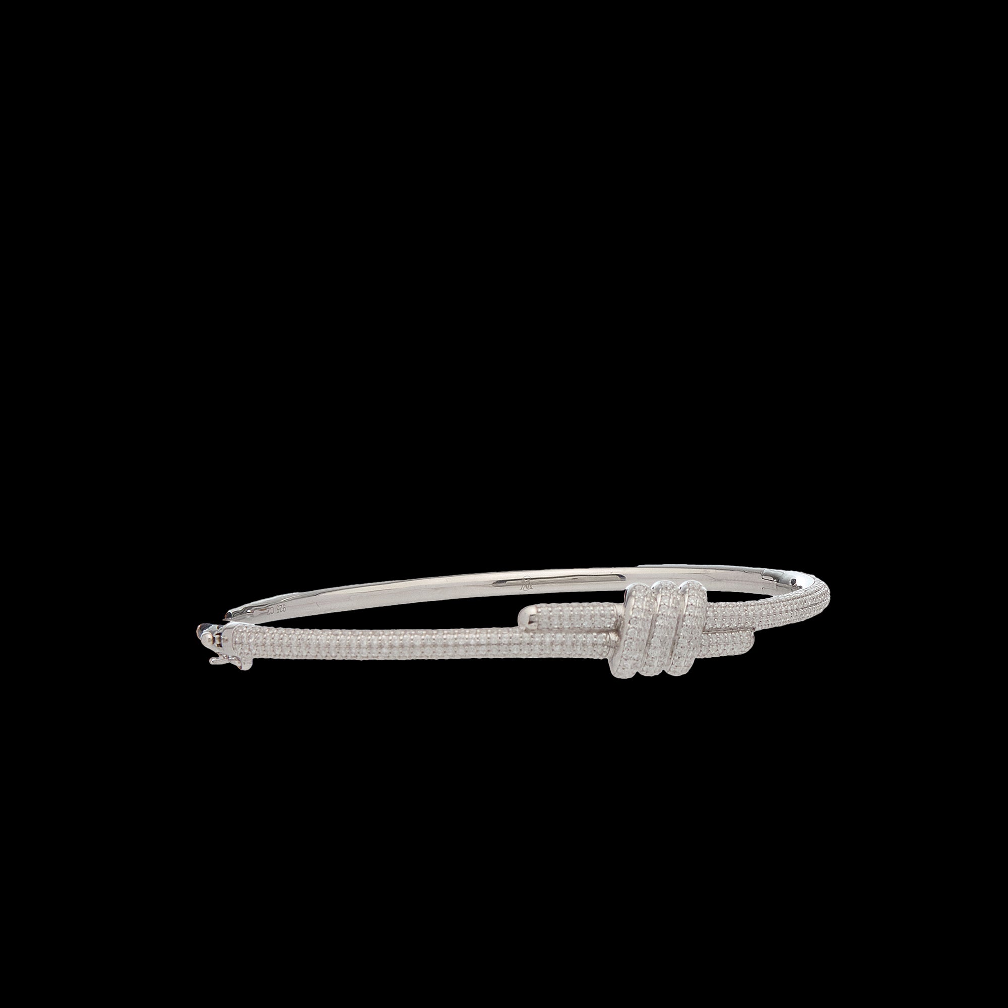 Eclipse Small Bangle - White Gold  - ALL White Diamond Pave