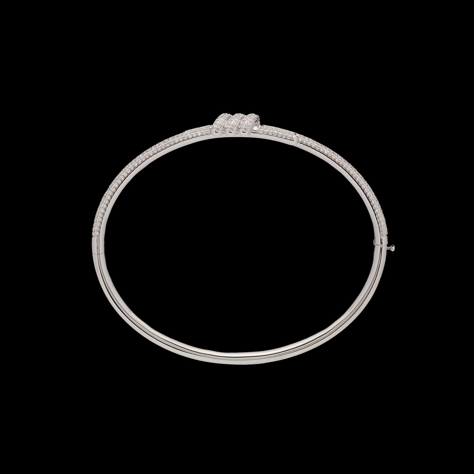 Eclipse Small Bangle - White Gold  - ALL White Diamond Pave