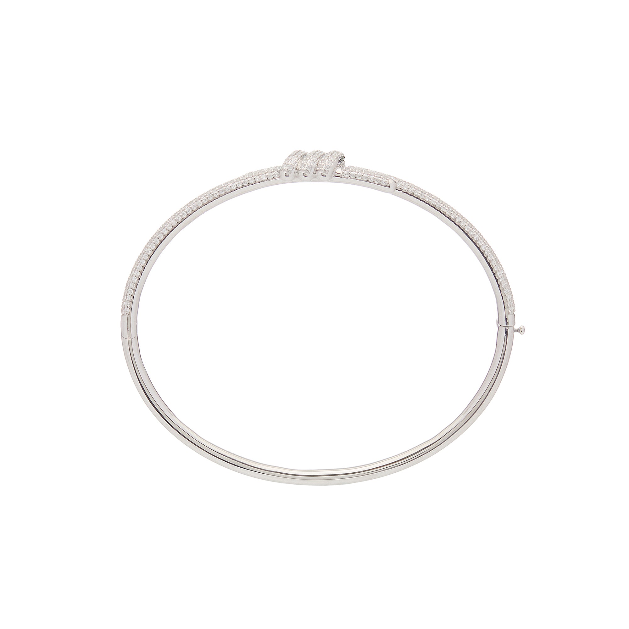 Eclipse Small Bangle - White Gold  - ALL White Diamond Pave
