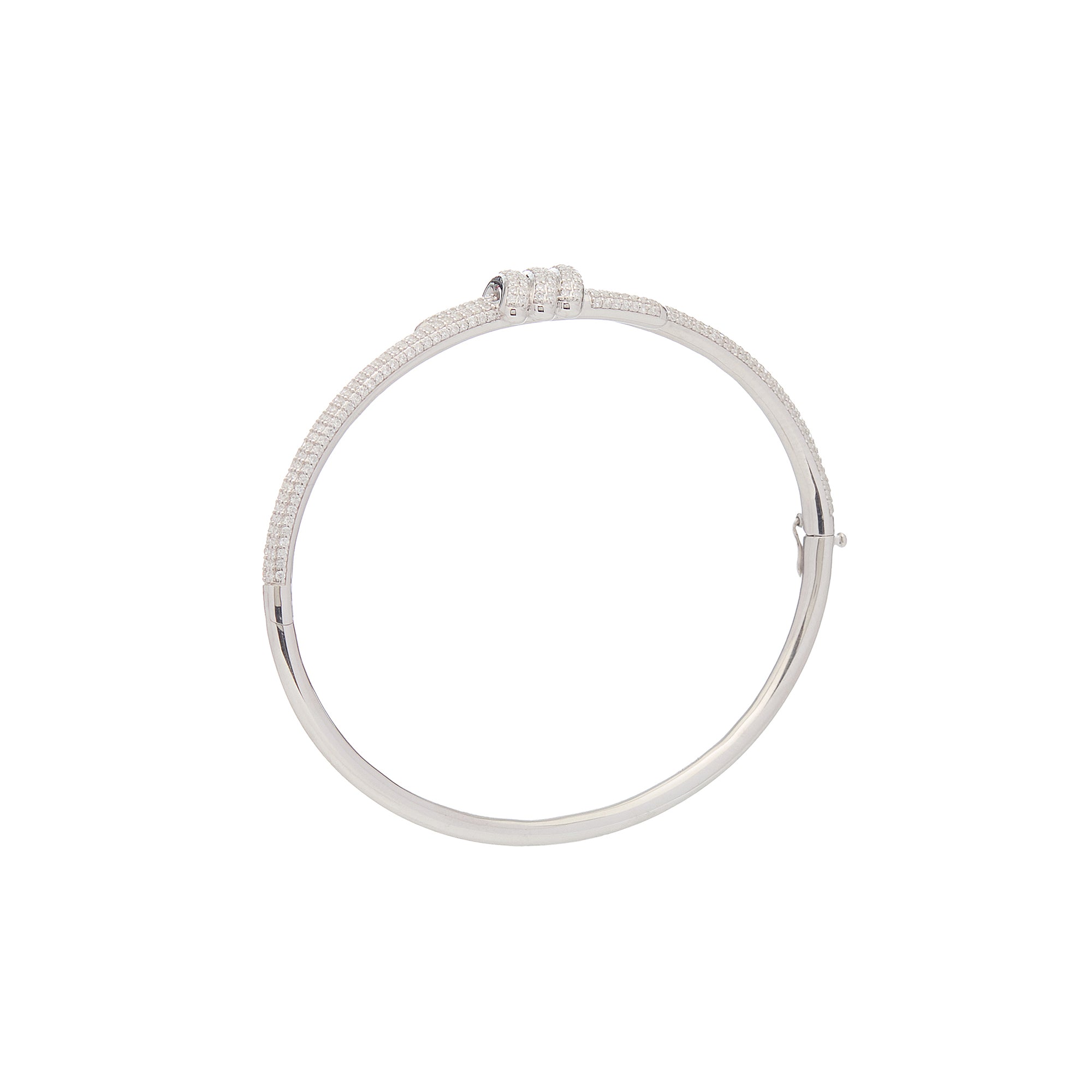 Eclipse Small Bangle - White Gold  - ALL White Diamond Pave