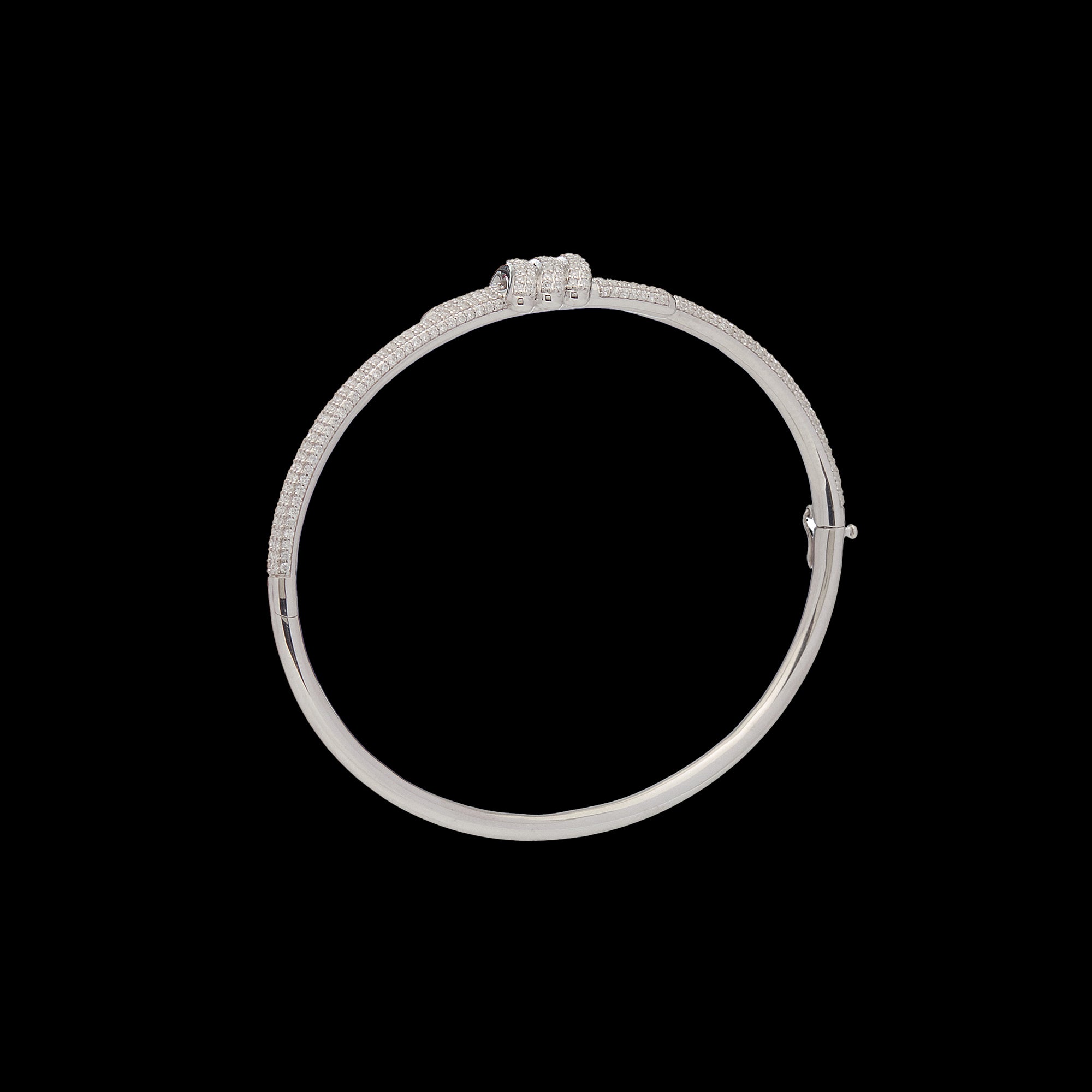 Eclipse Small Bangle - White Gold  - ALL White Diamond Pave