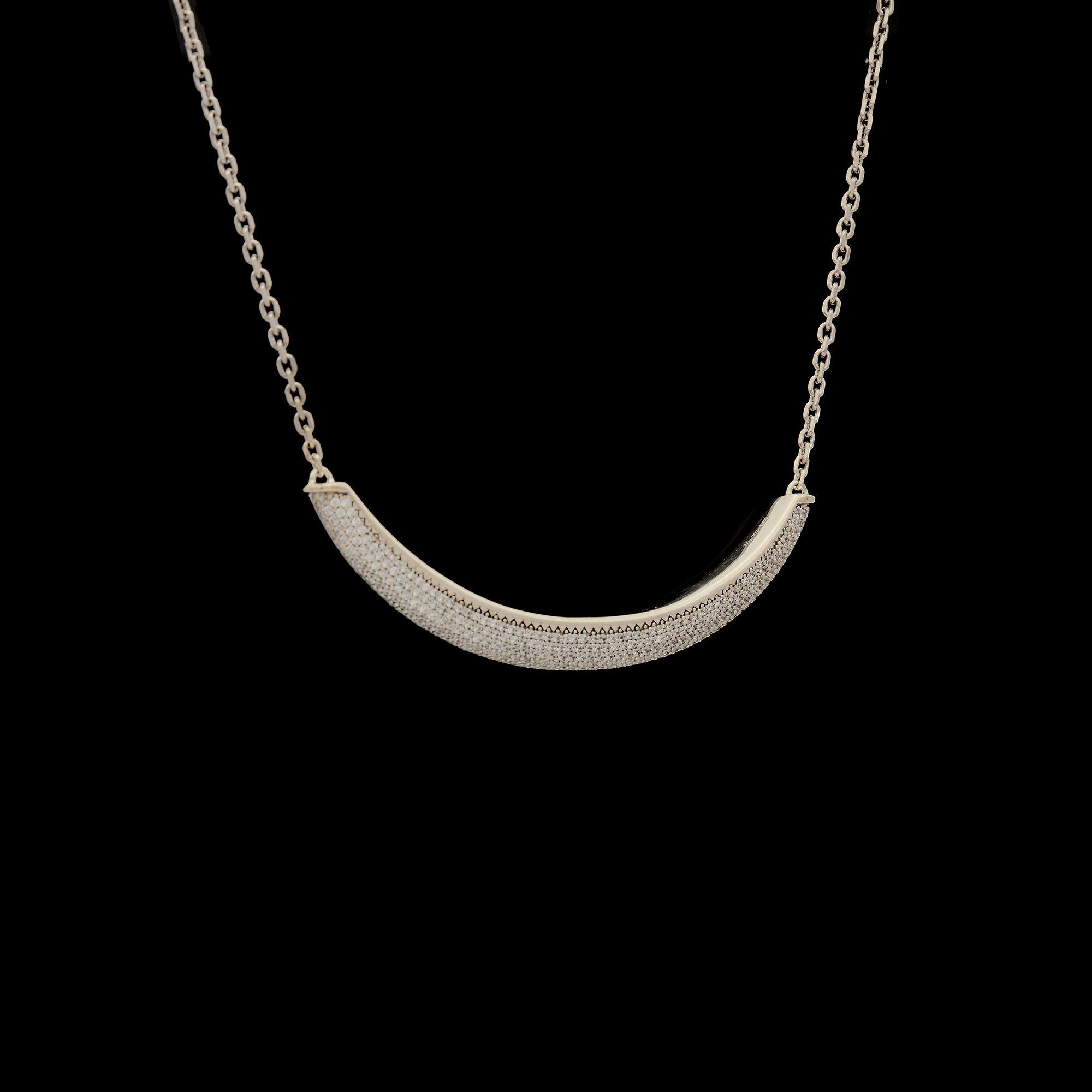 Luna Necklace - White Gold Diamond Pave