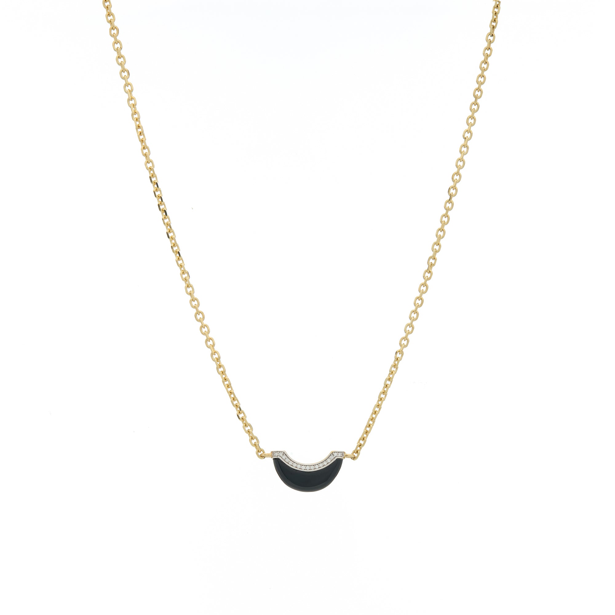 Luna Mini Necklace - Black Onyx &amp; Diamond Pave Detail