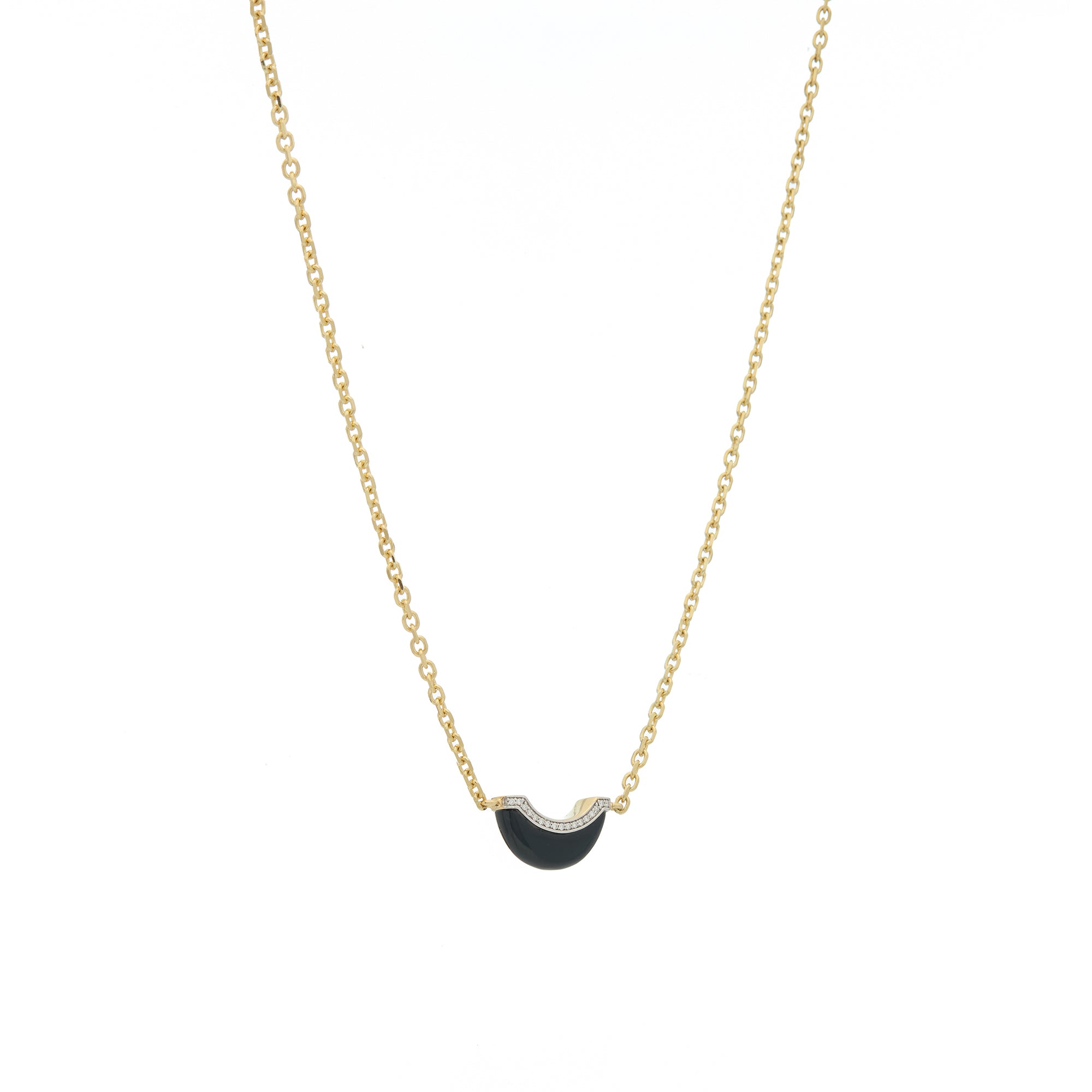 Luna Mini Necklace - Black Onyx &amp; Diamond Pave Detail