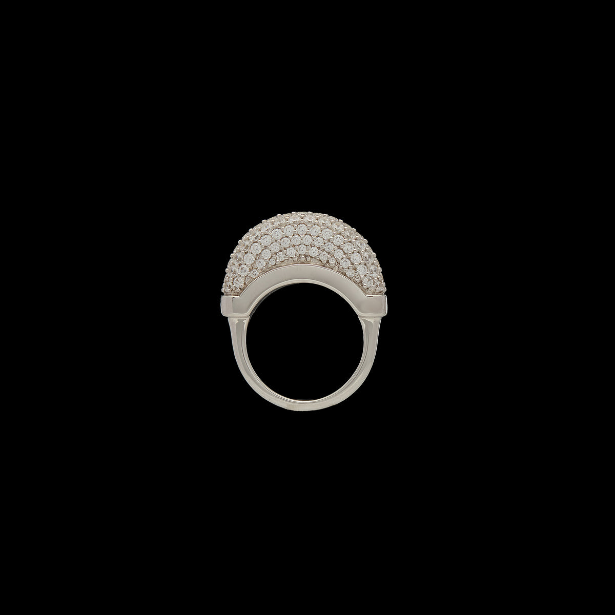 Luna  Ring - Silver with White Diamond Pave