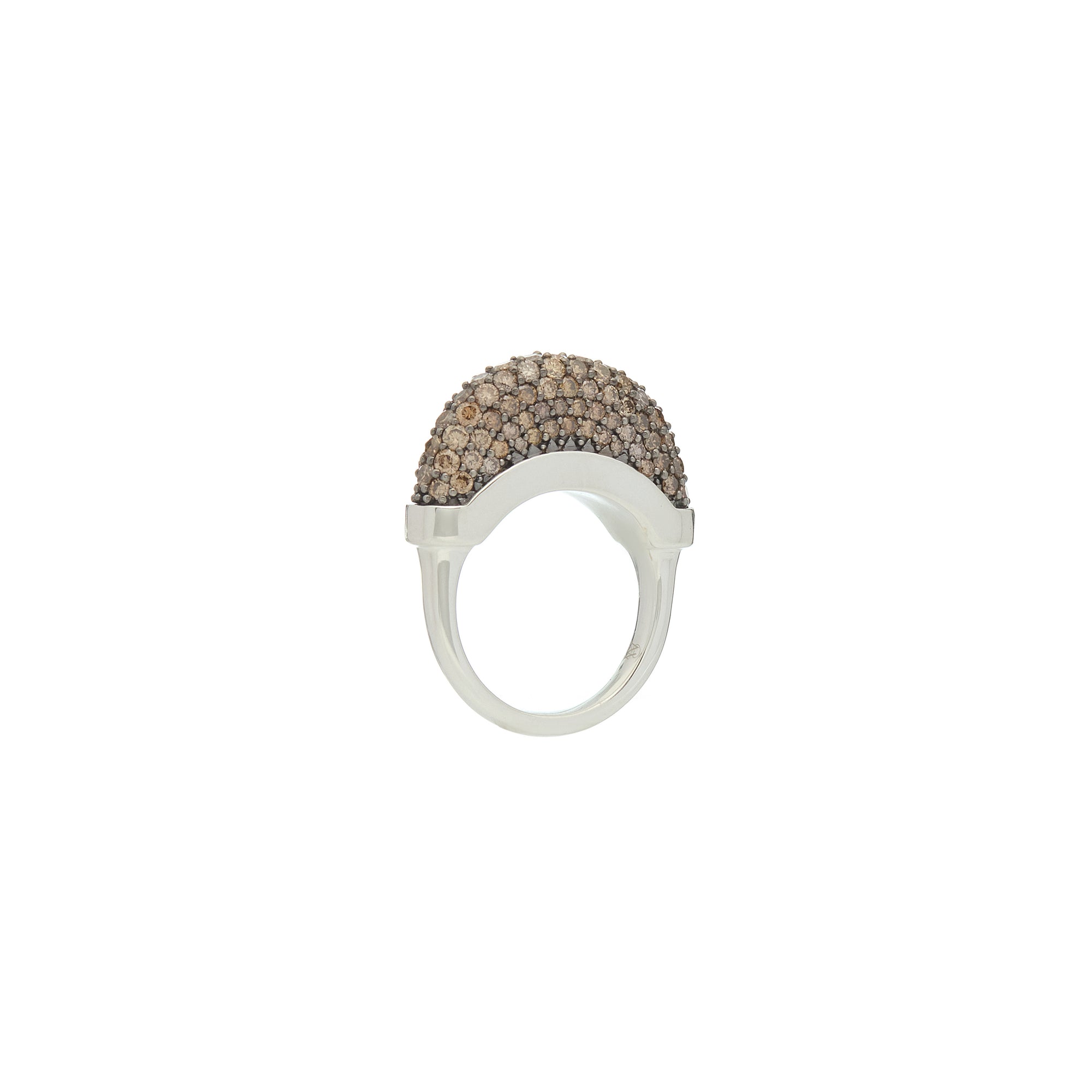 Luna Ring - Silver with Brown  Diamond Pave