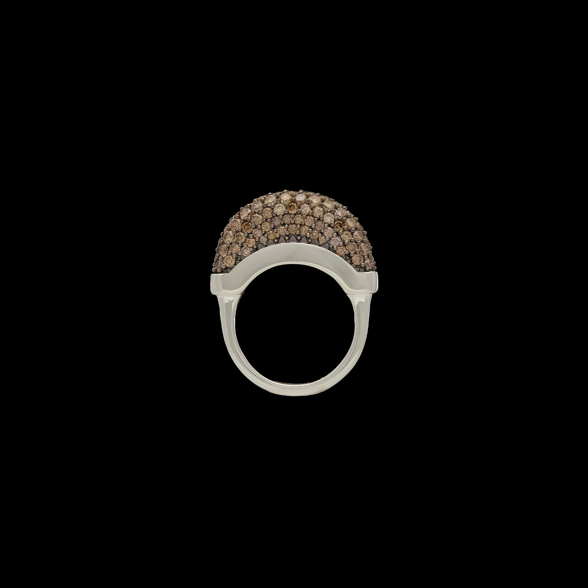 Luna Mini Ring - Silver with Brown  Diamond Pave