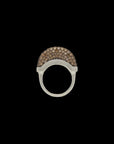 Luna Mini Ring - Silver with Brown  Diamond Pave