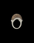 Luna Mini Ring - Silver with Brown  Diamond Pave