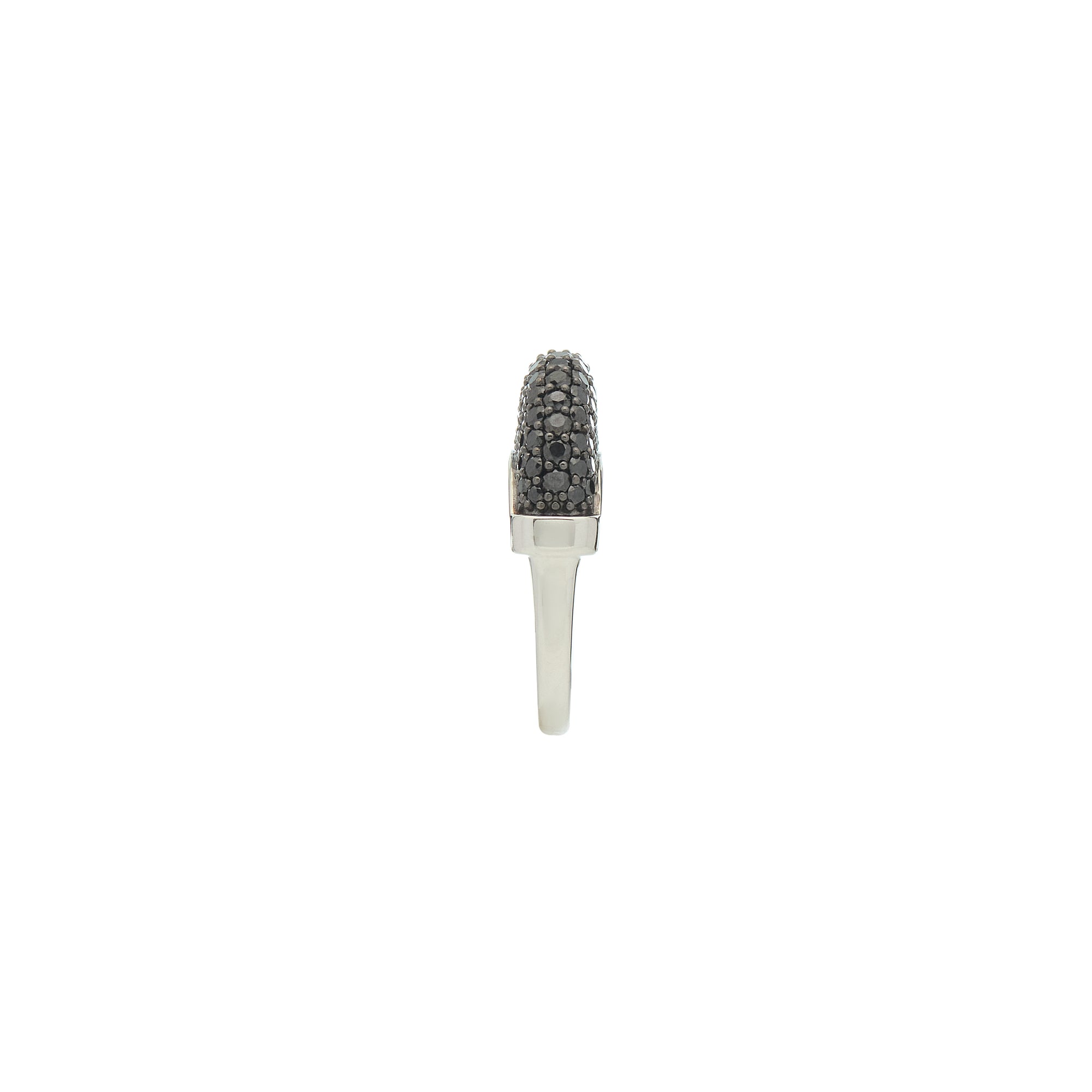 Luna Ring - Silver with Black Diamond Pave