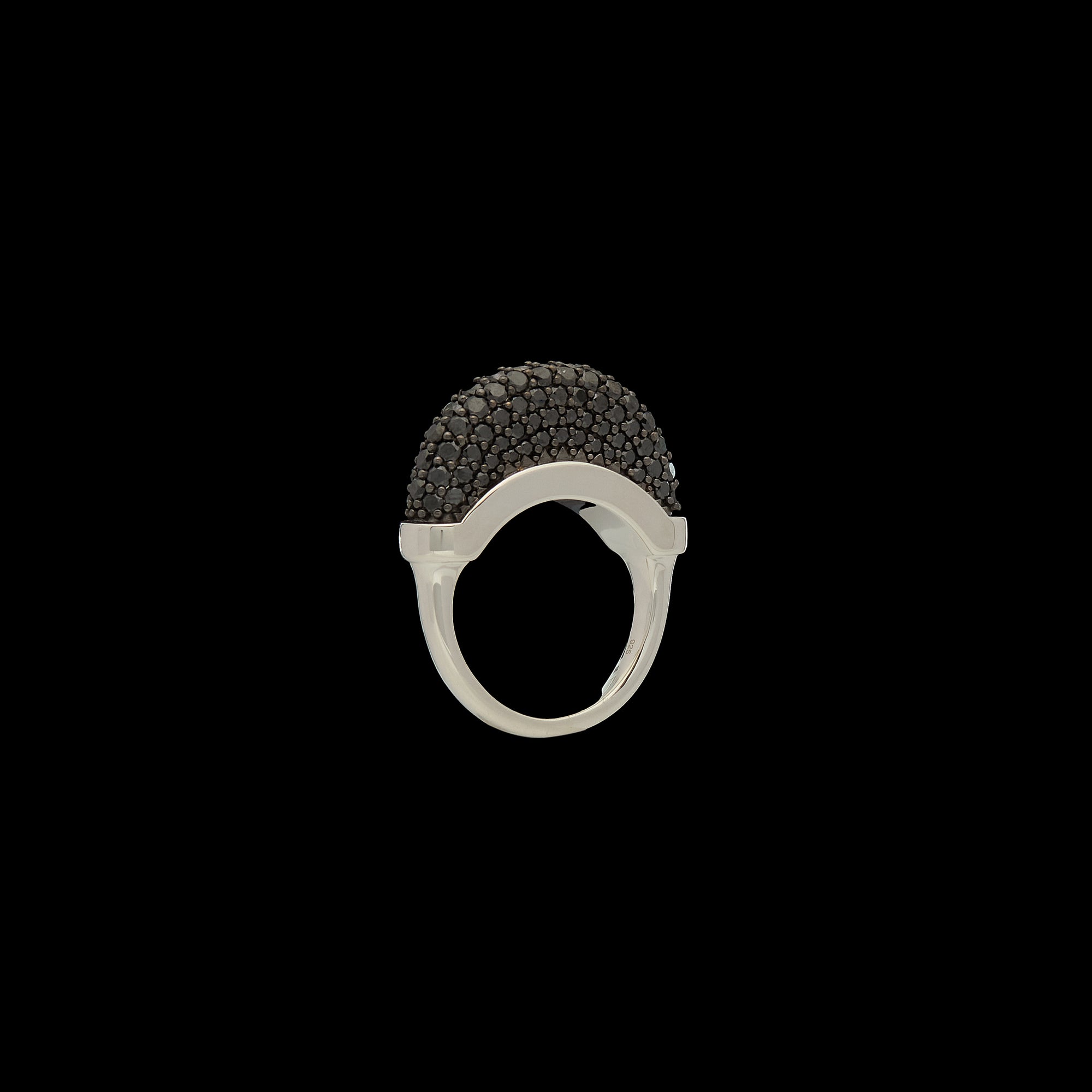 Luna Ring - Silver with Black Diamond Pave