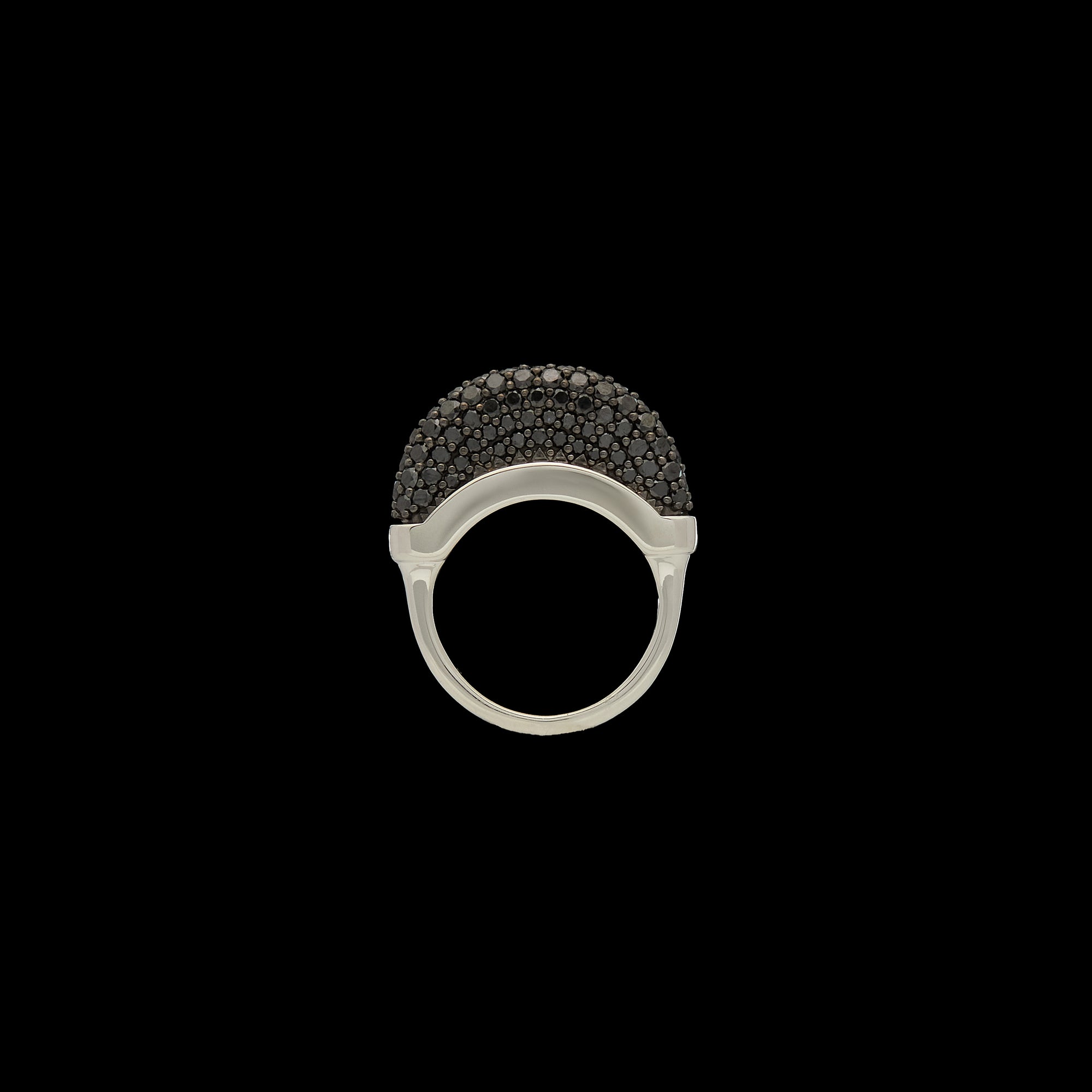 Luna Ring - Silver with Black Diamond Pave