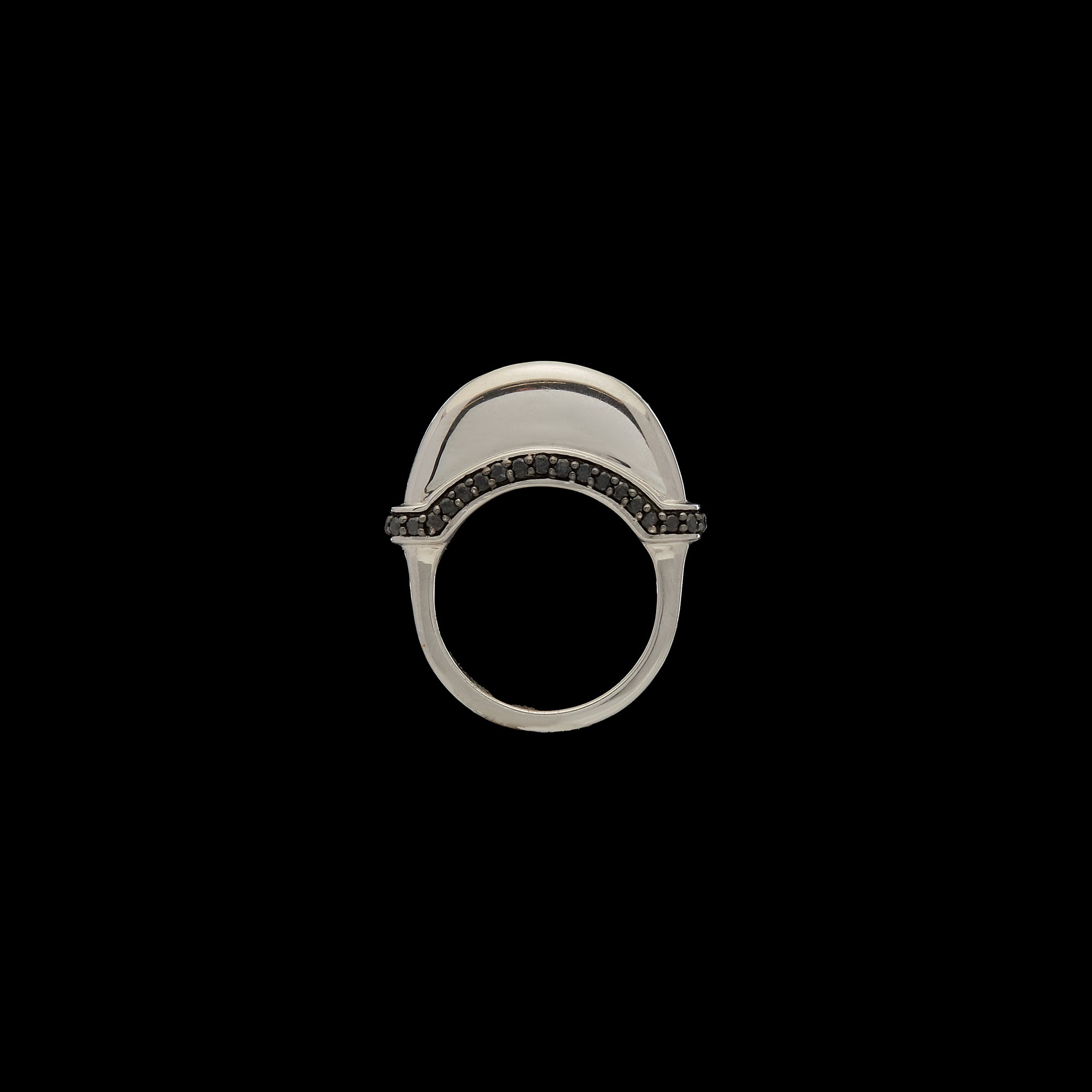 Luna Ring - Silver with Black Diamond Detail