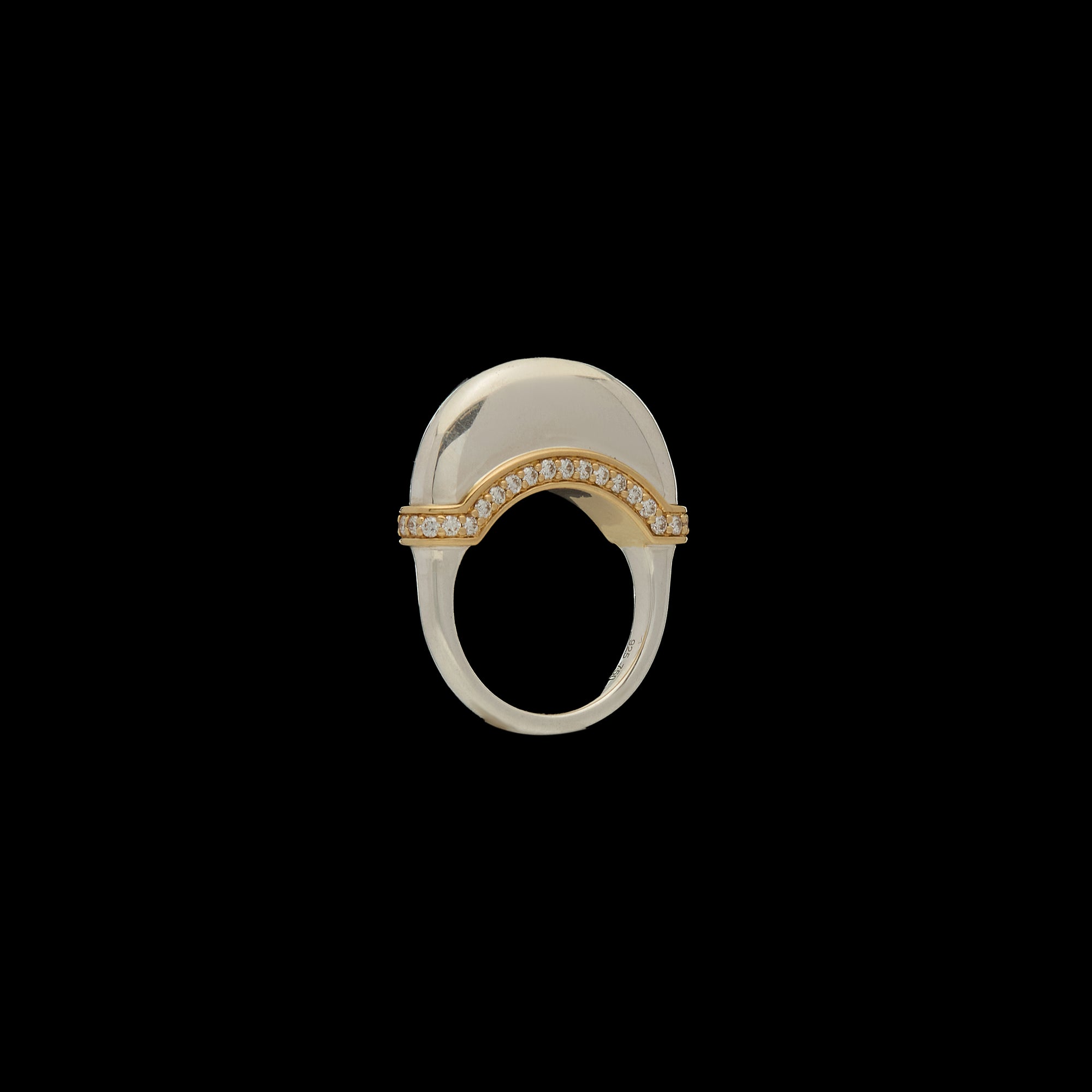 Luna Ring - Silver/Gold with Diamond Pave Detail