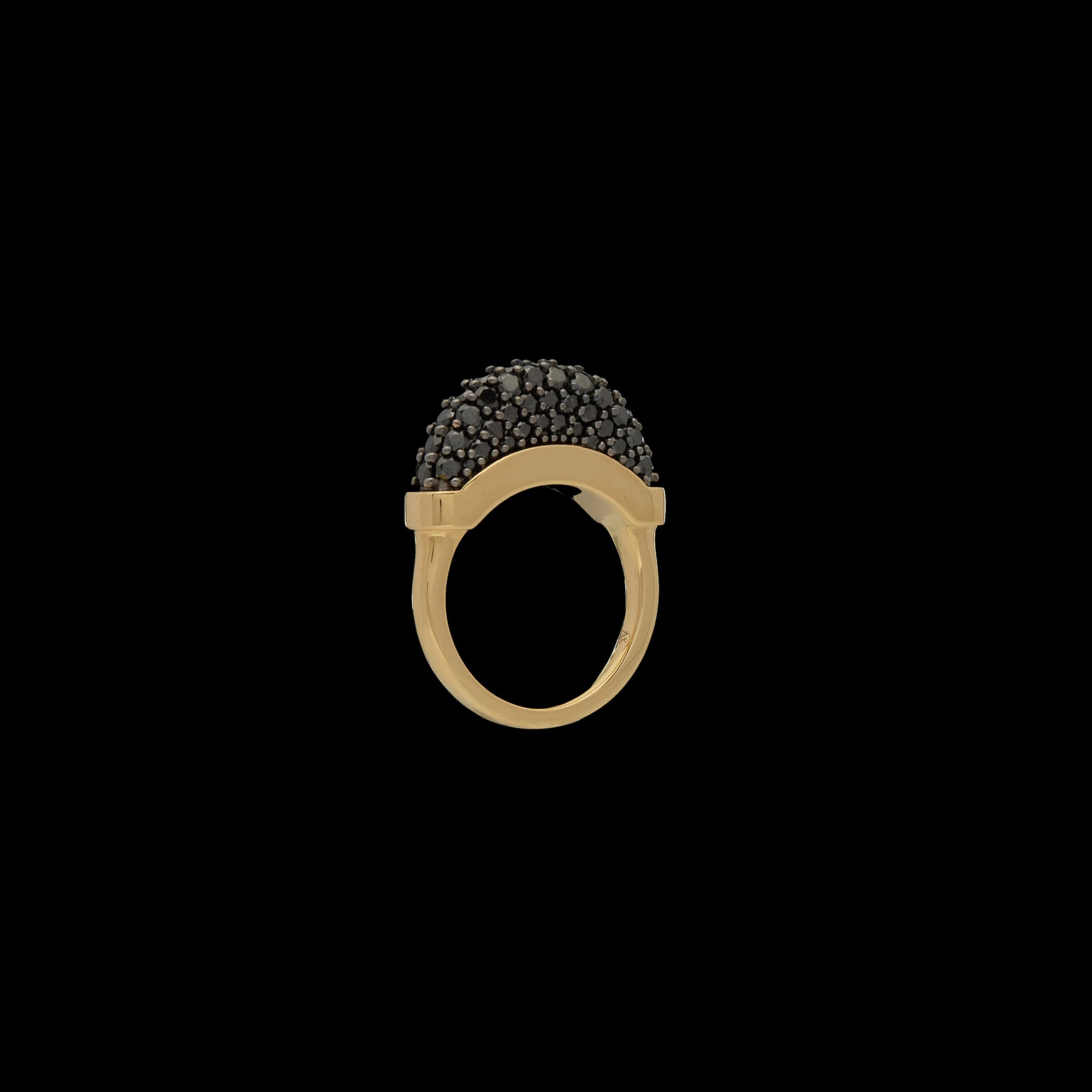 Luna Mini Ring - Gold with Black  Diamond Pave