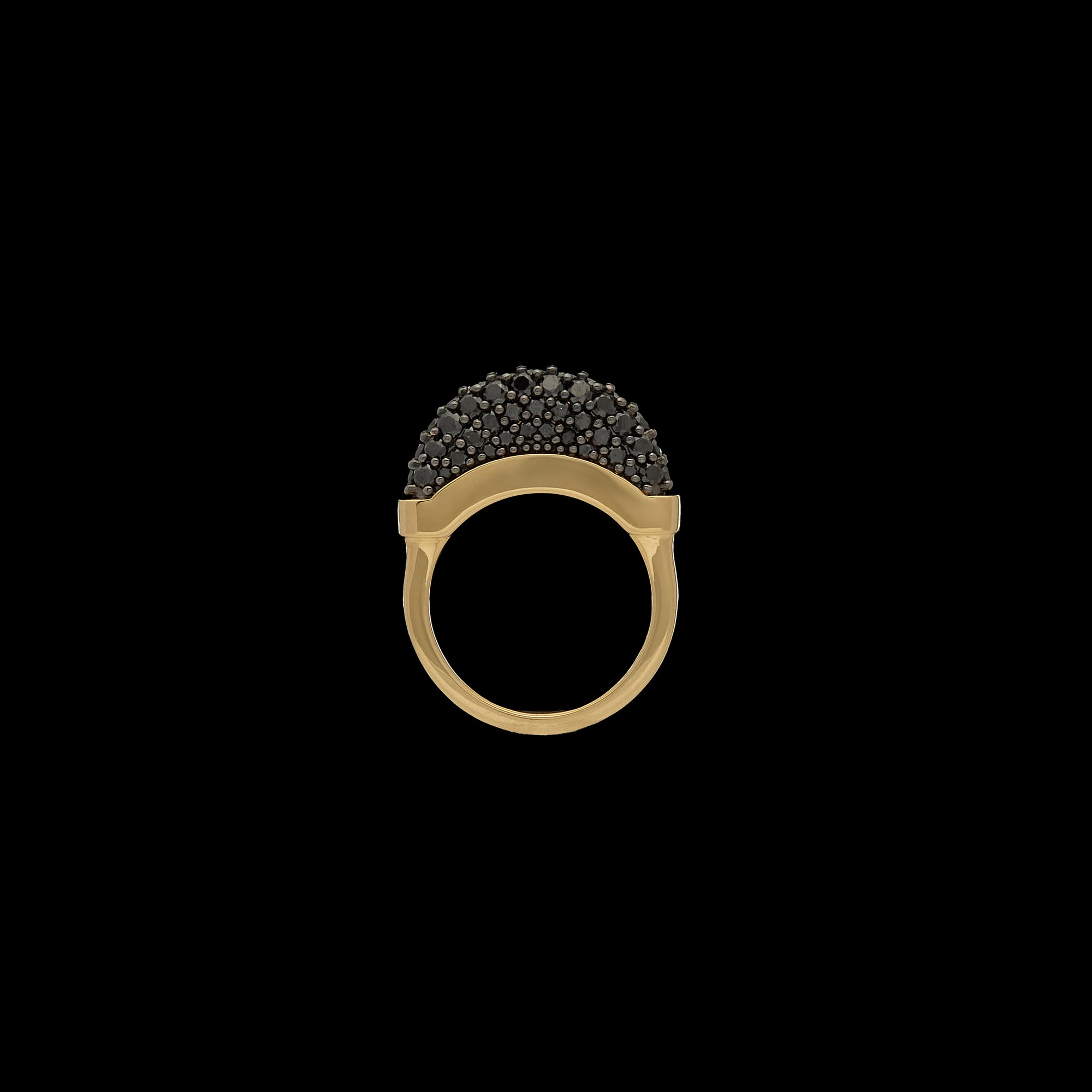Luna Mini Ring - Gold with Black  Diamond Pave