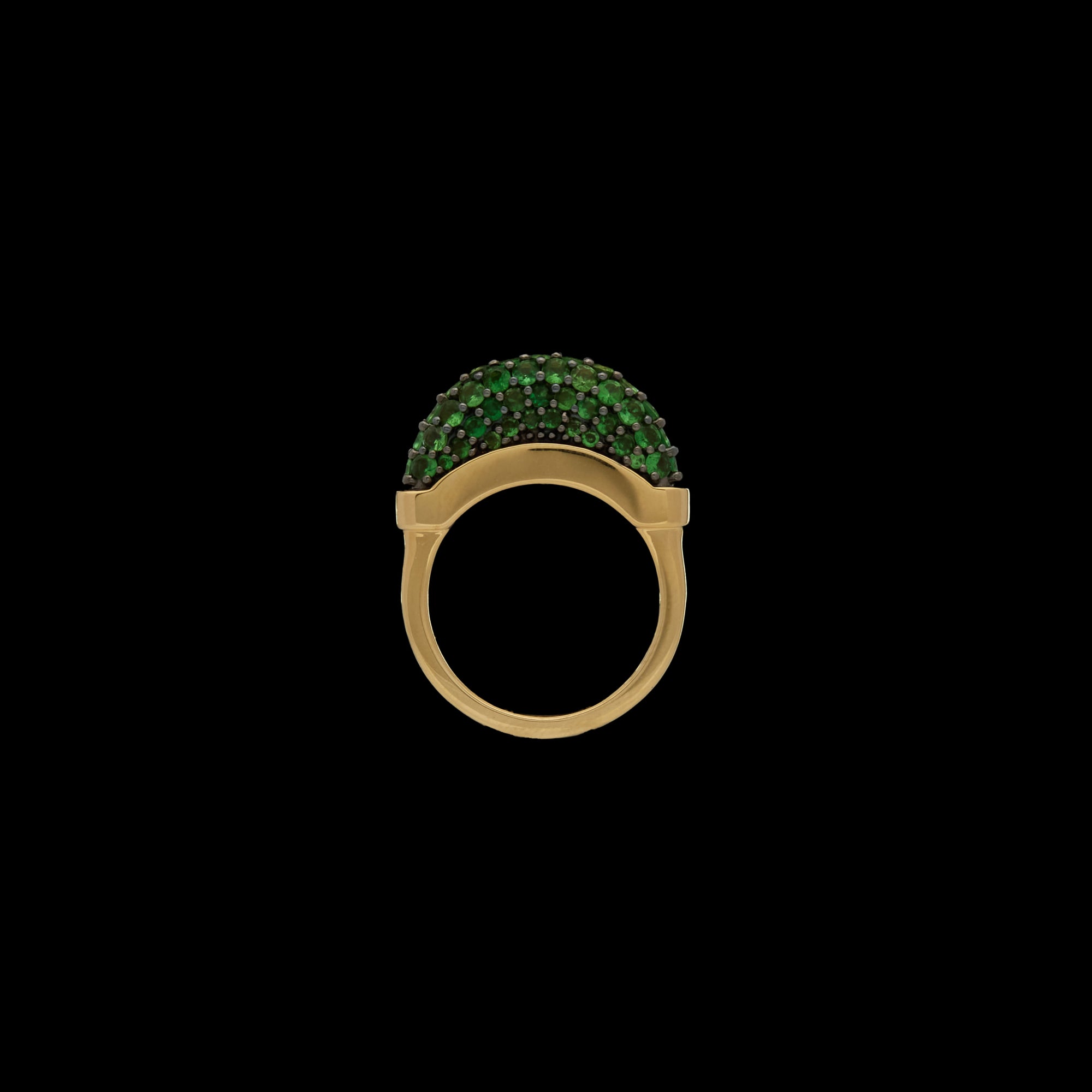 Luna Mini Ring - Gold with Green Tsavorite Pave