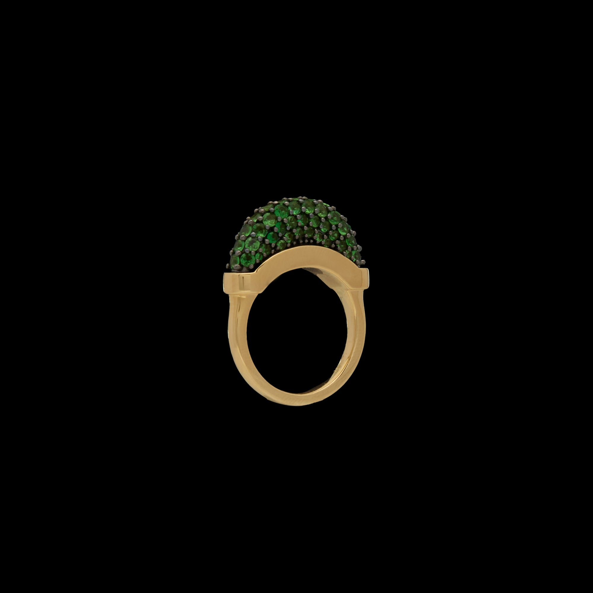 Luna Mini Ring - Gold with Green Tsavorite Pave