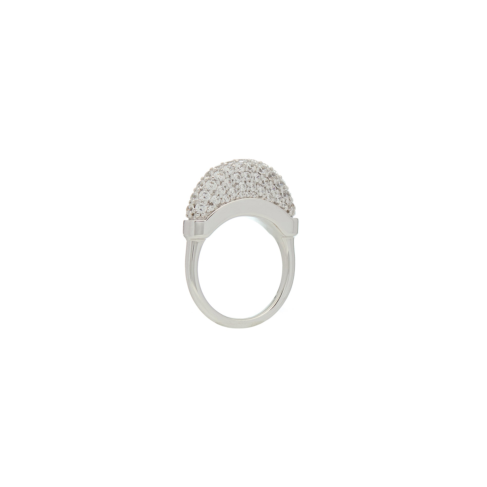 Luna Mini Ring - Silver with White Diamond Pave
