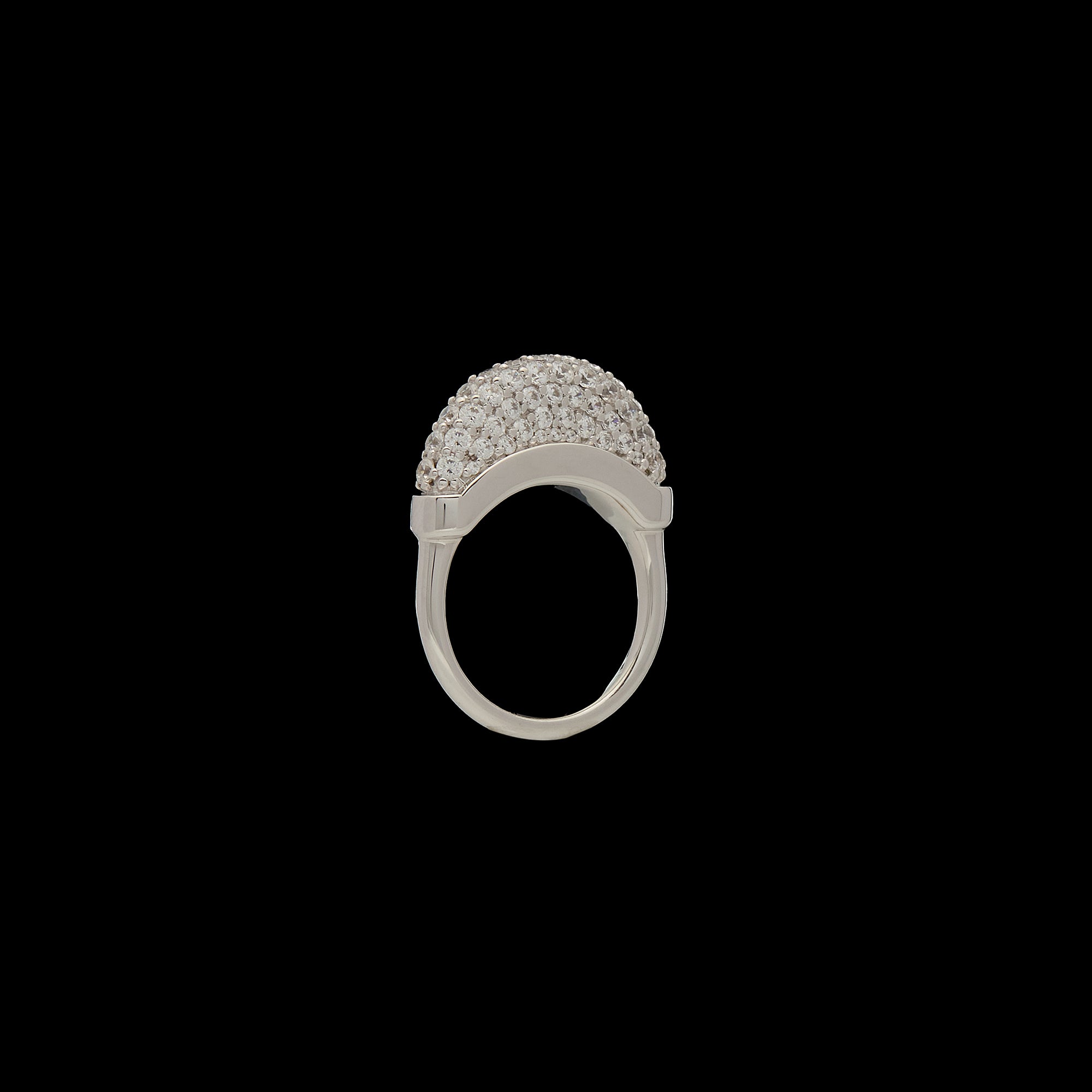 Luna Mini Ring - Silver with White Diamond Pave