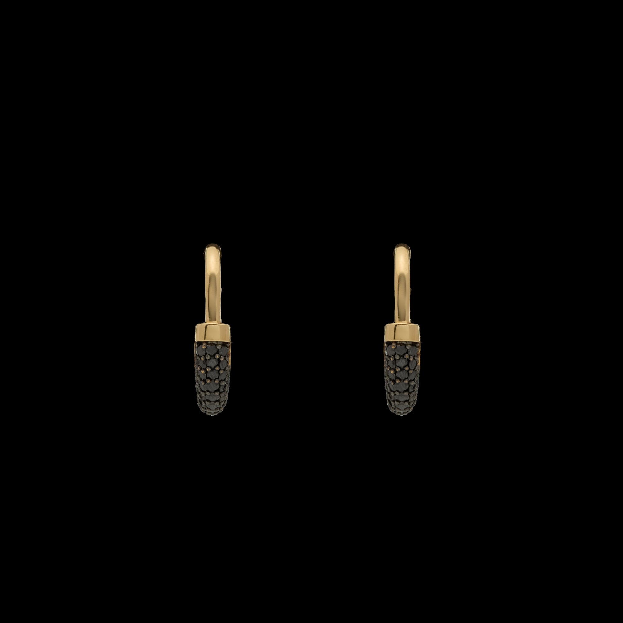 Luna Medium  Hoops - Gold with Black Diamond Pave
