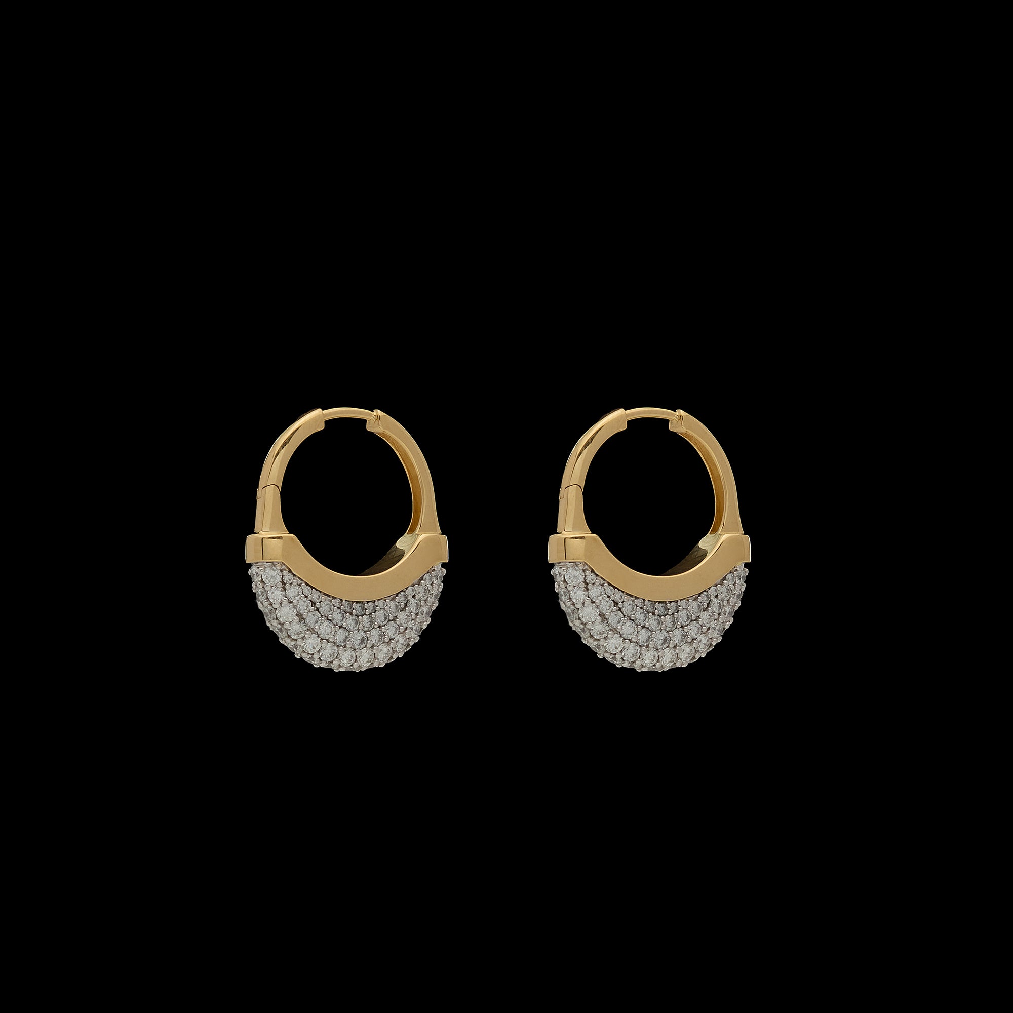 Luna Medium  Hoops - Gold with Diamond Pave