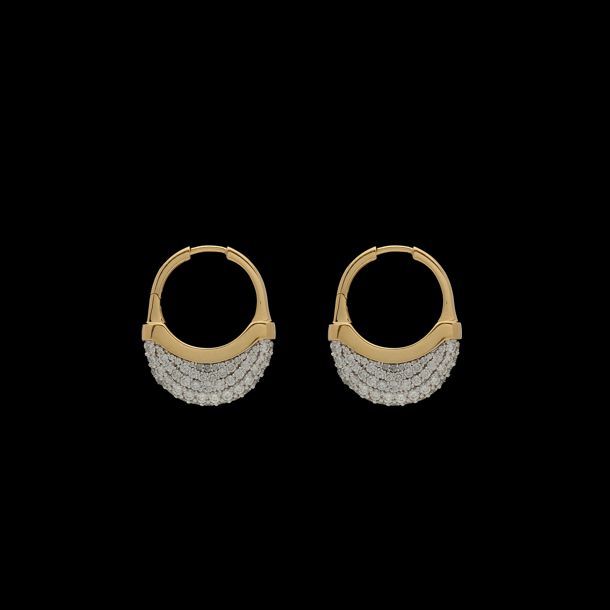 Luna Medium  Hoops - Gold with Diamond Pave
