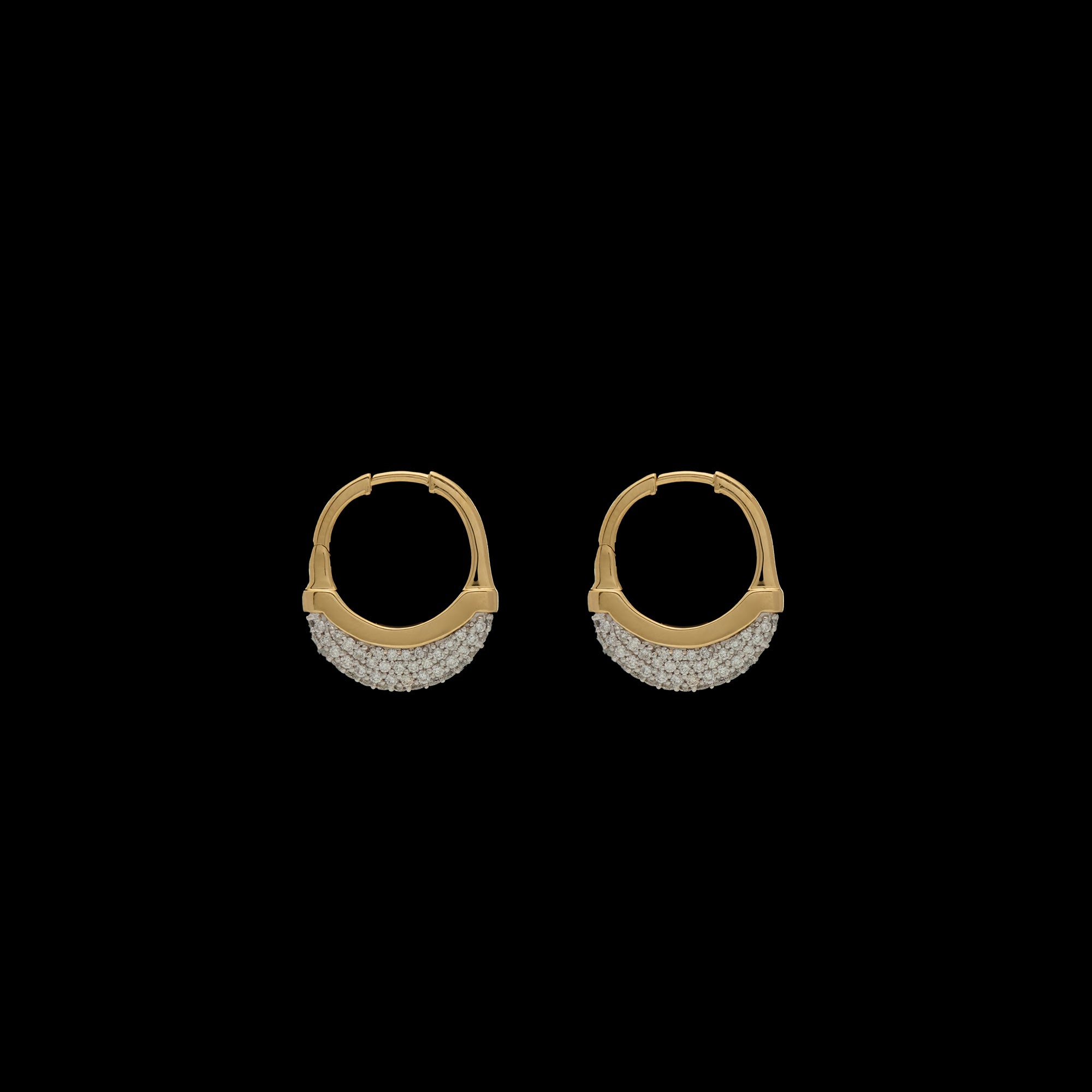 Luna Small  Hoops - Gold with Diamond Pave