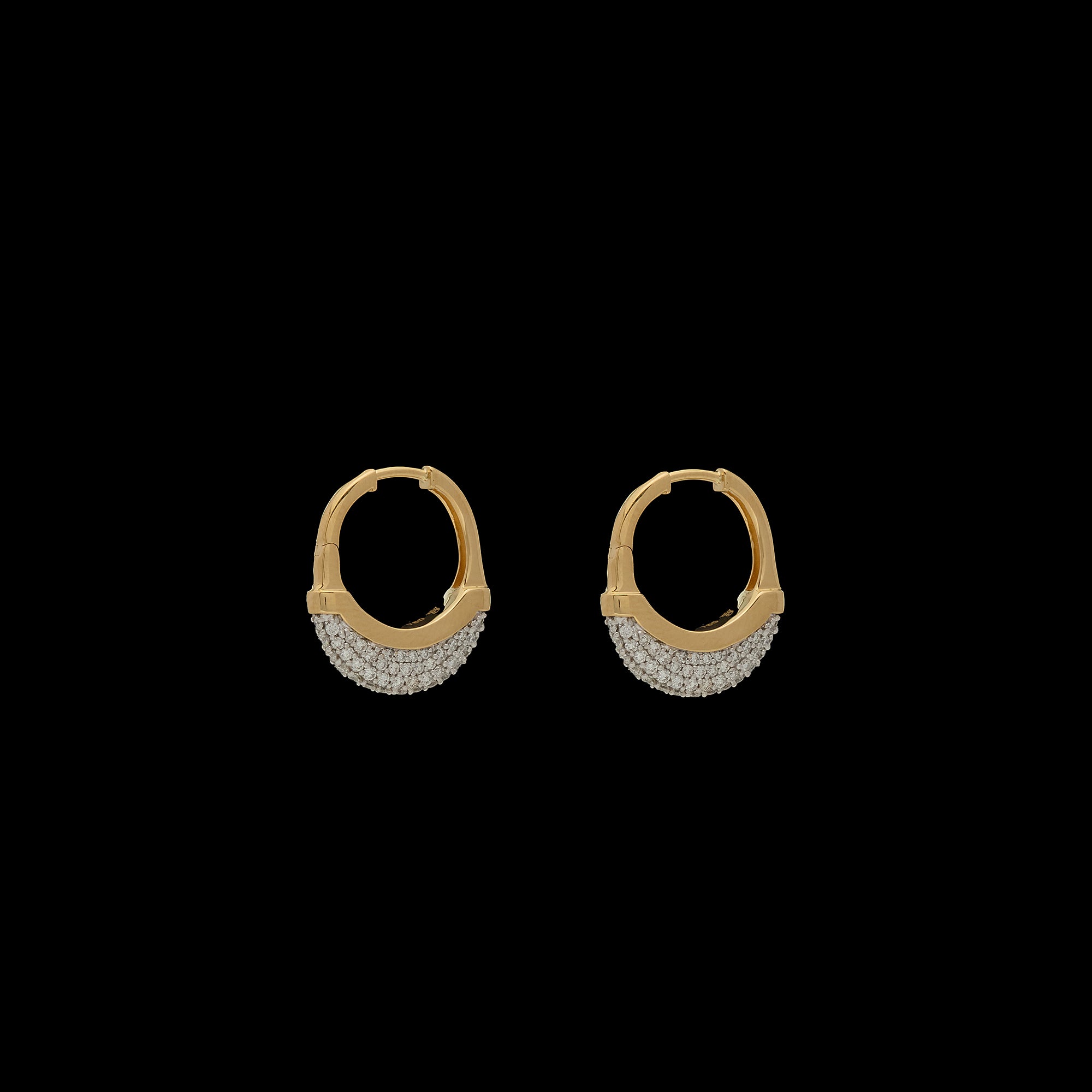 Luna Small  Hoops - Gold with Diamond Pave