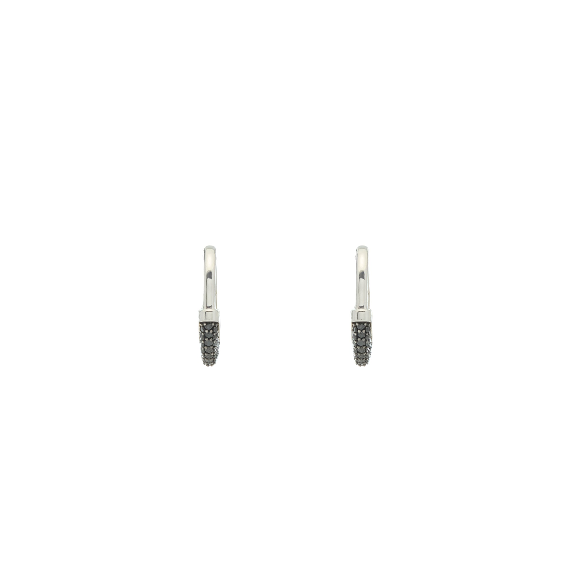 Luna Small Hoops - Silver with Black Diamond Pave