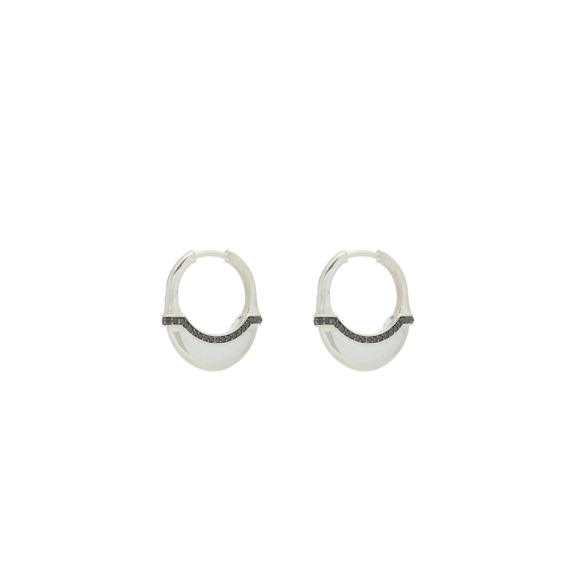 Luna X-Small Hoops - Silver with Black Diamond Detail