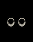 Luna Small Hoops - Silver with Black Diamond Detail