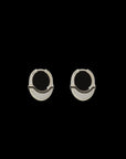Luna Small Hoops - Silver with Black Diamond Detail
