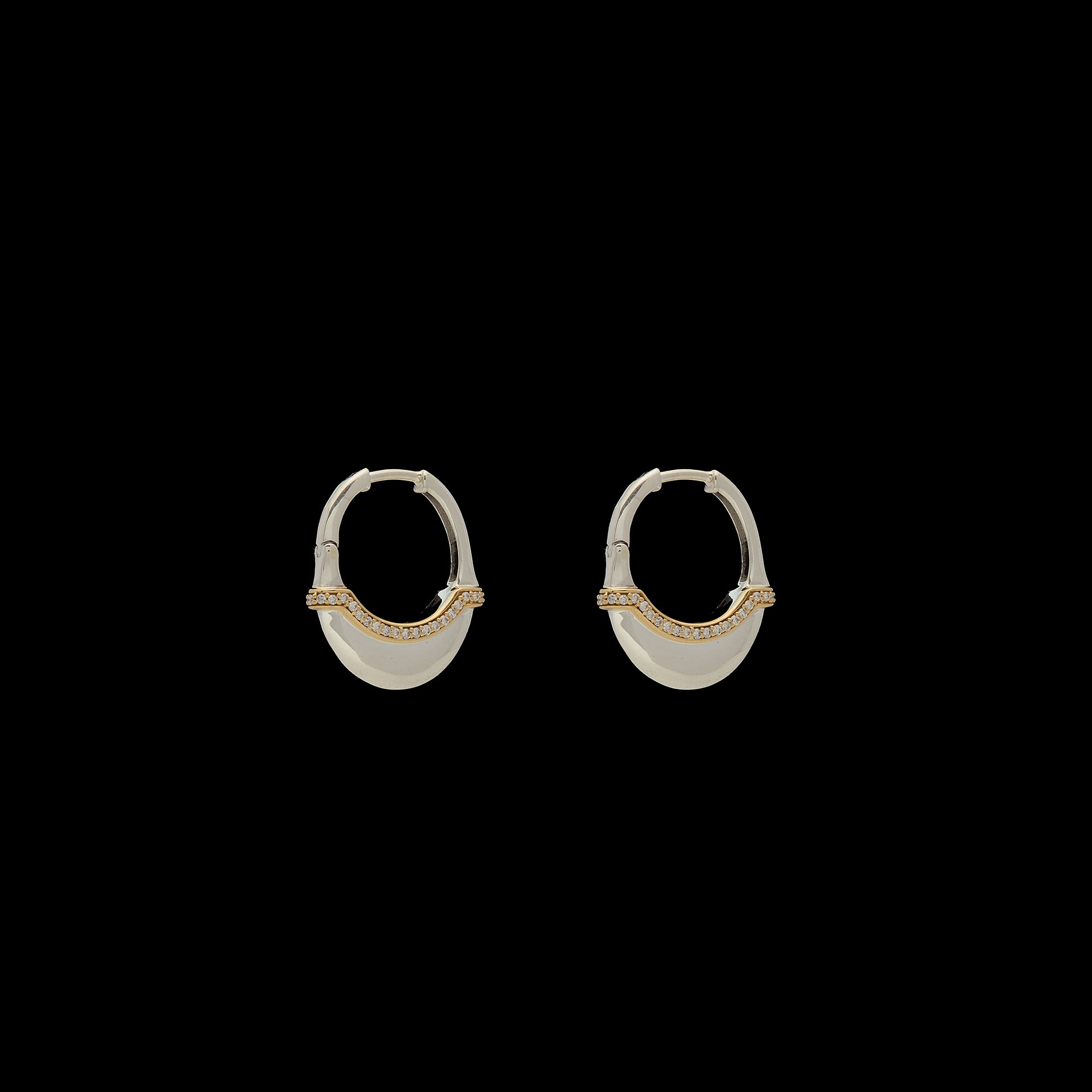 Luna Small Hoops - Silver/Gold with Diamond Detail