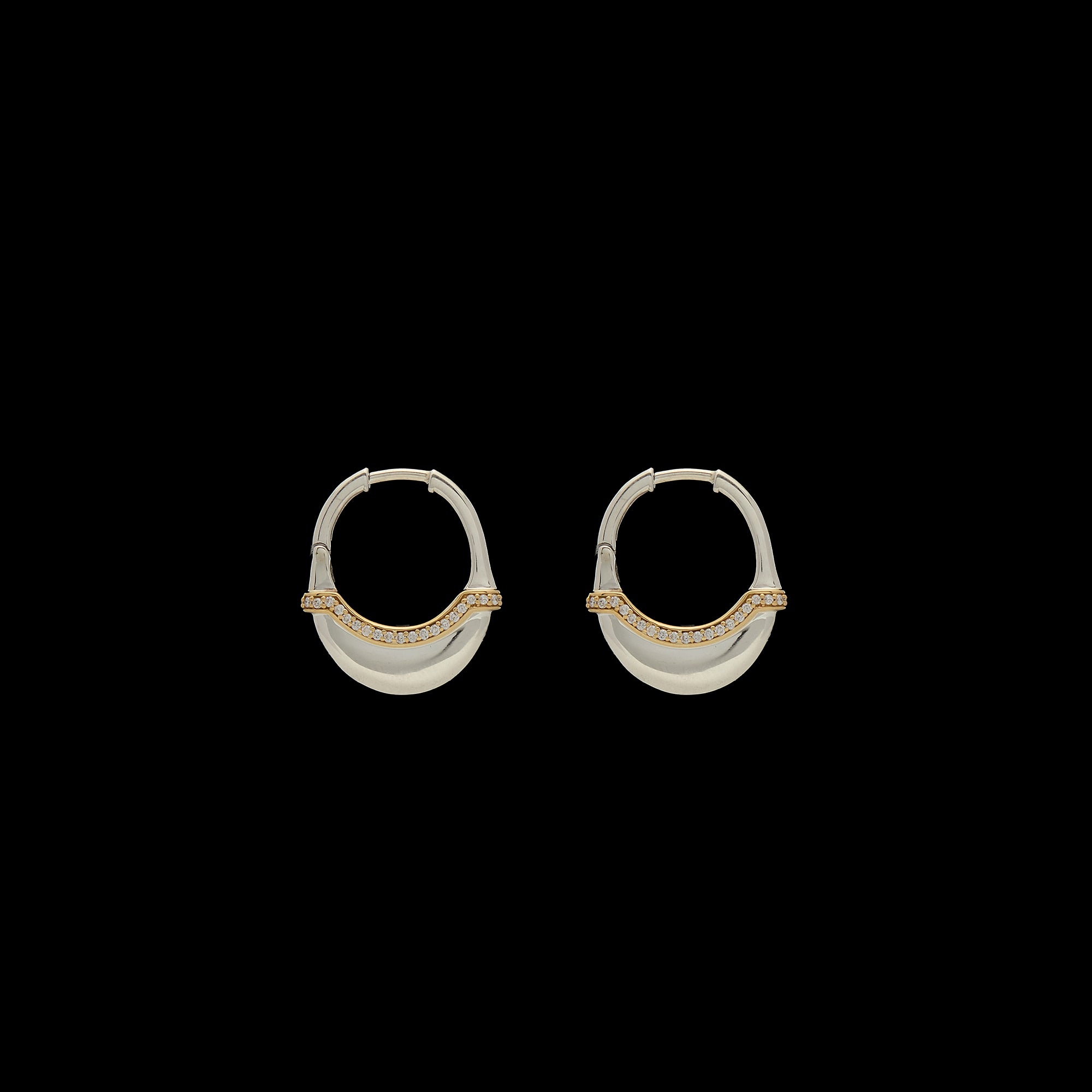 Luna Small Hoops - Silver/Gold with Diamond Detail