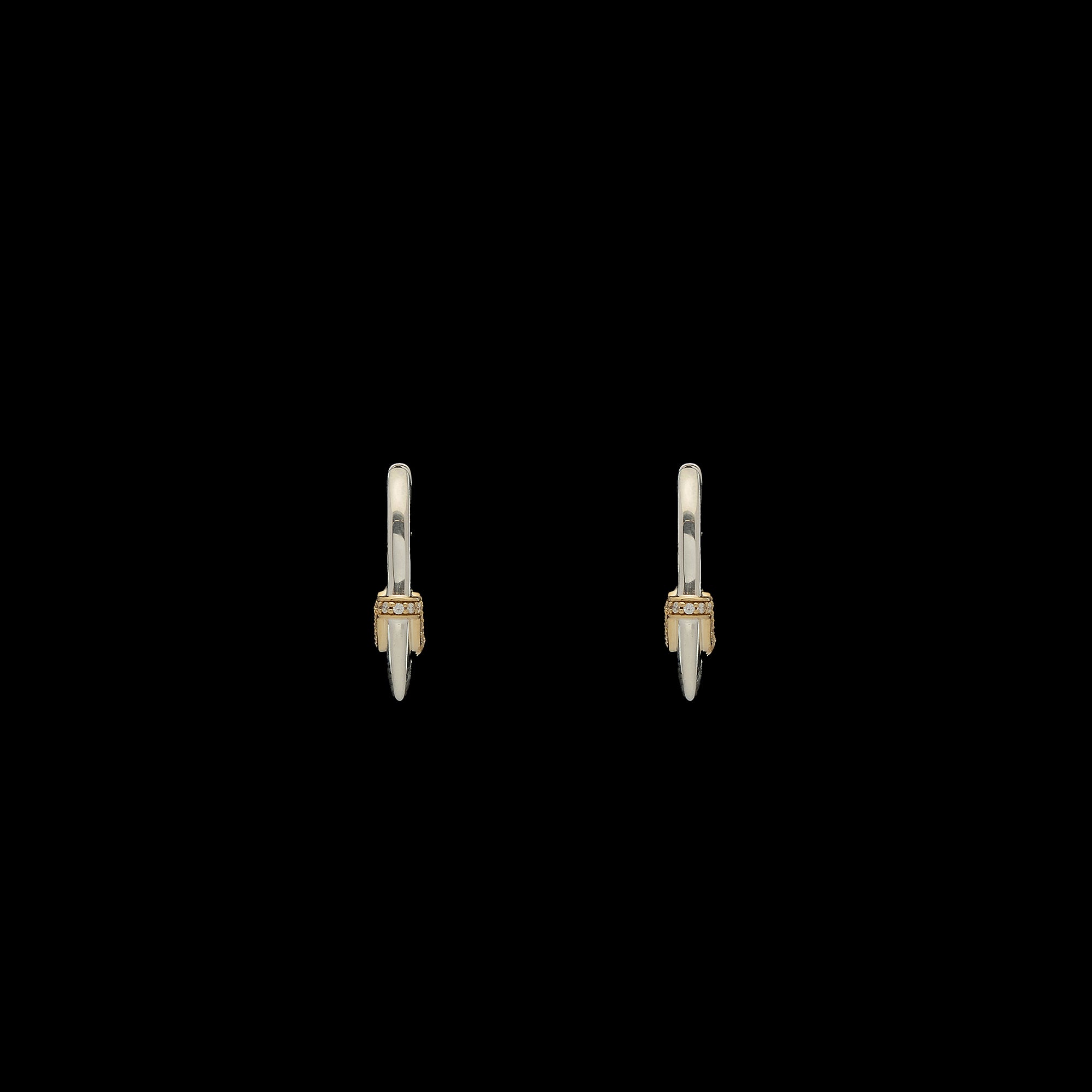 Luna Small Hoops - Silver/Gold with Diamond Detail