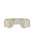 Doppia Luna Wide Cuff- Silver/Gold with Diamond Pave