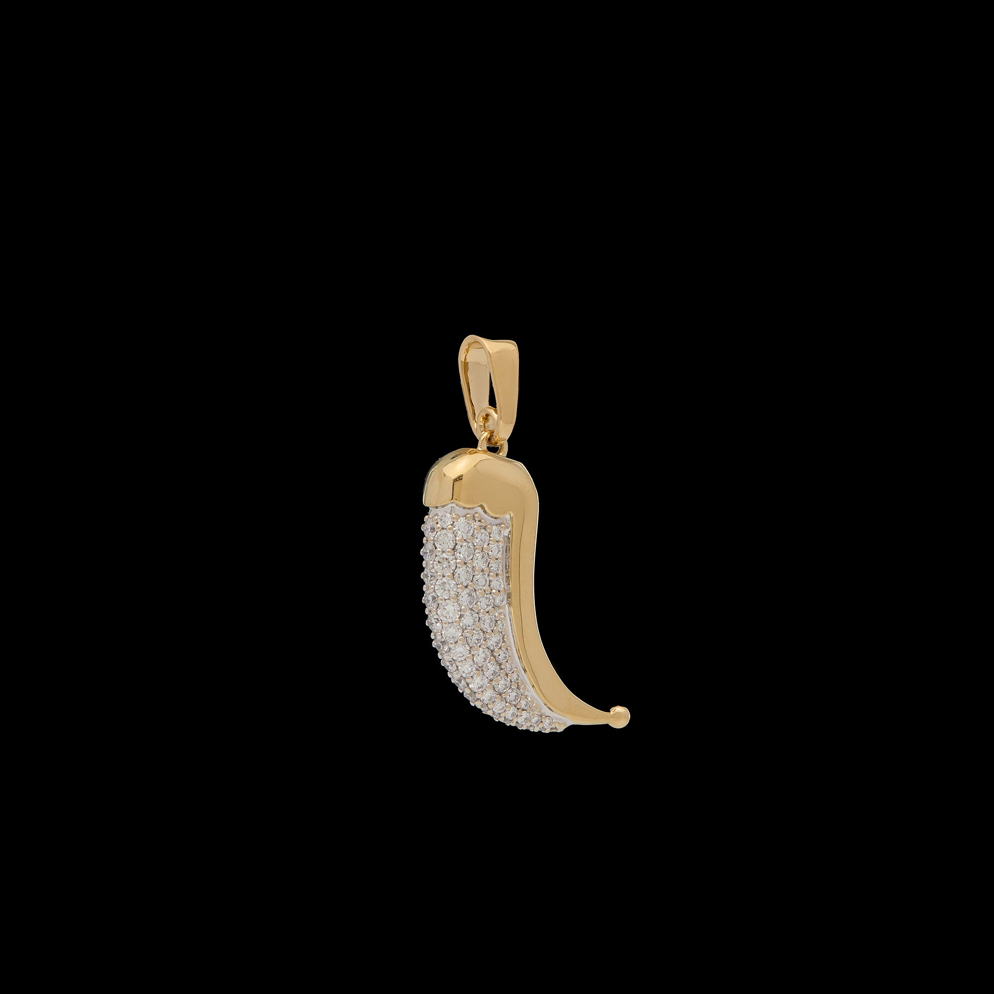 Wyld Dorian Horn - Yellow Gold and Diamond Pave