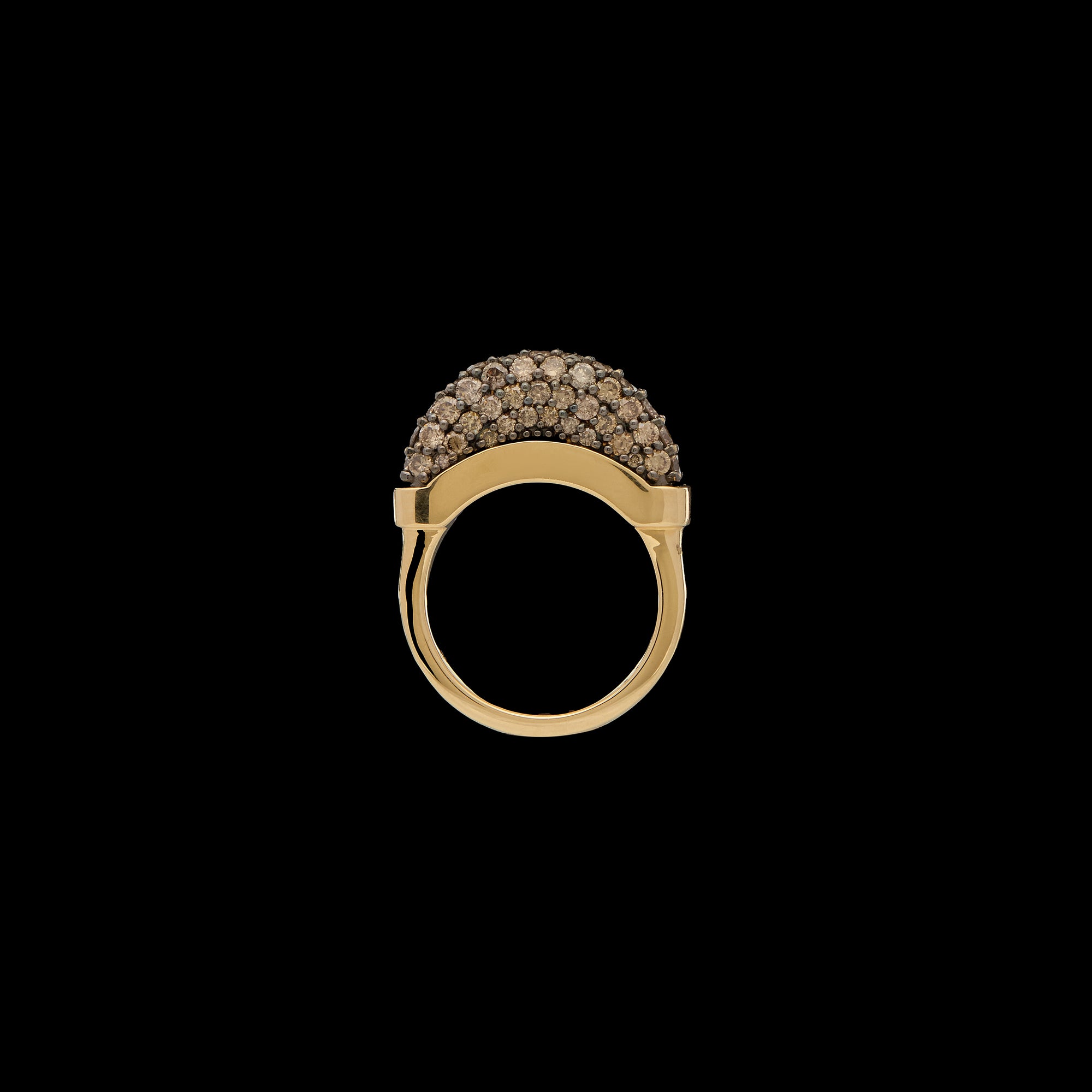 Luna Mini Ring- Gold Diamond Brown Pave