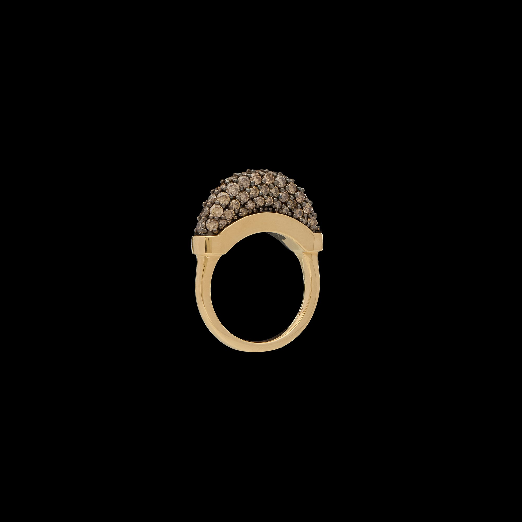 Luna Mini Ring- Gold Diamond Brown Pave