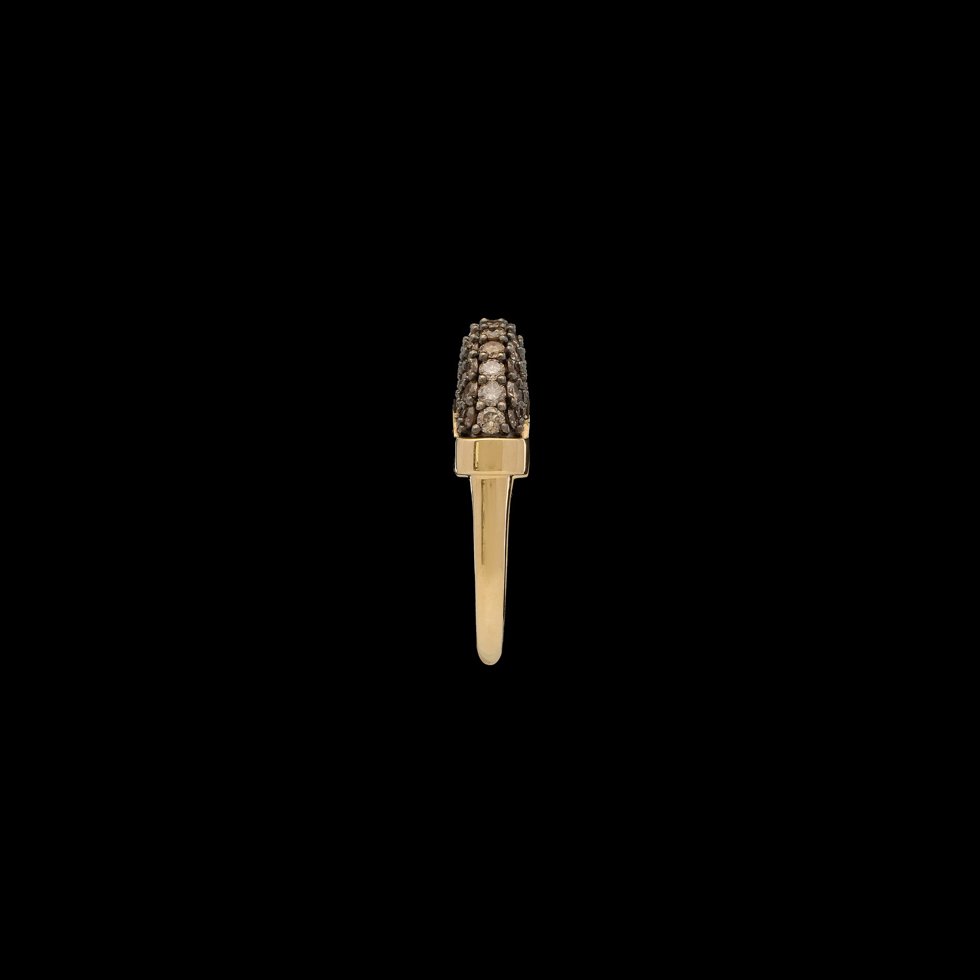 Luna Mini Ring- Gold Diamond Brown Pave