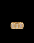 Ray of Light - Gold Quatrum Wide Band - White Diamond Pave