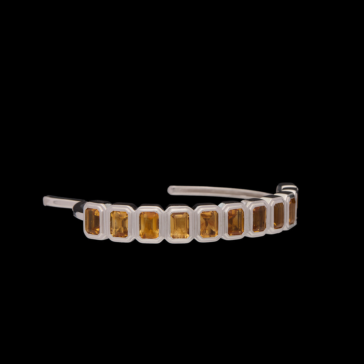 Ray of Light -  Quatrum Cuff  Silver -CITRINE