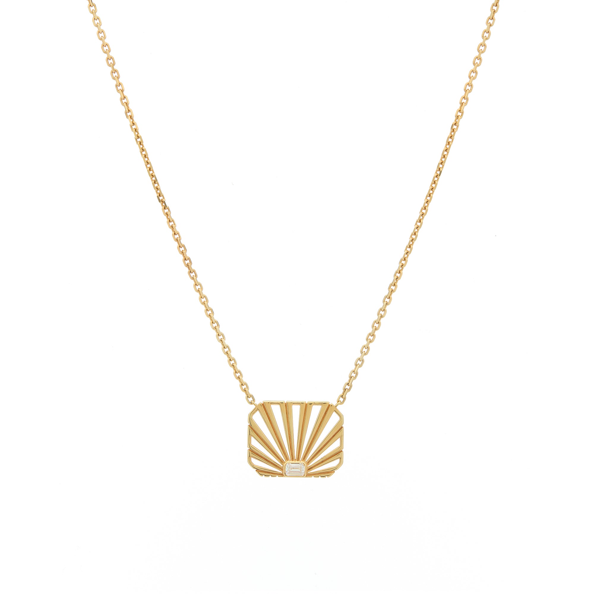 Ray of Light Solitaire Gold Caged Necklace
