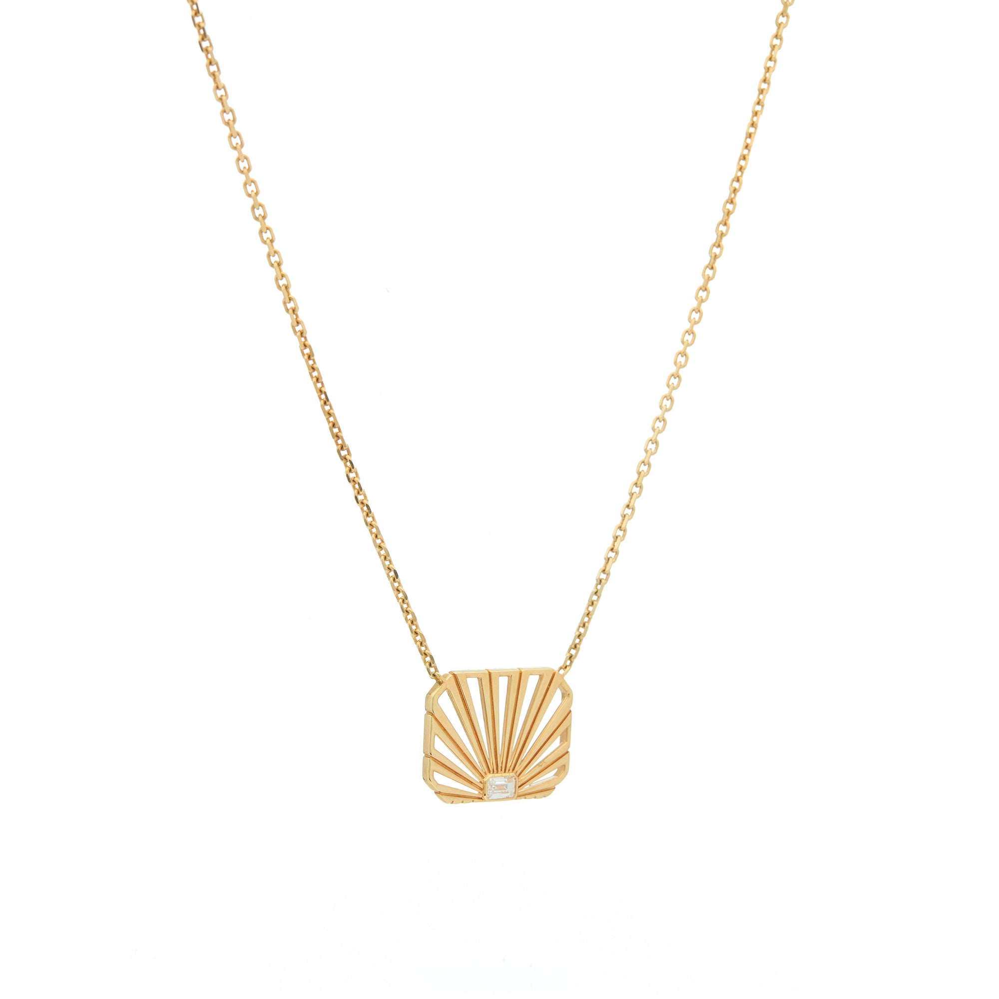 Ray of Light Solitaire Gold Caged Necklace
