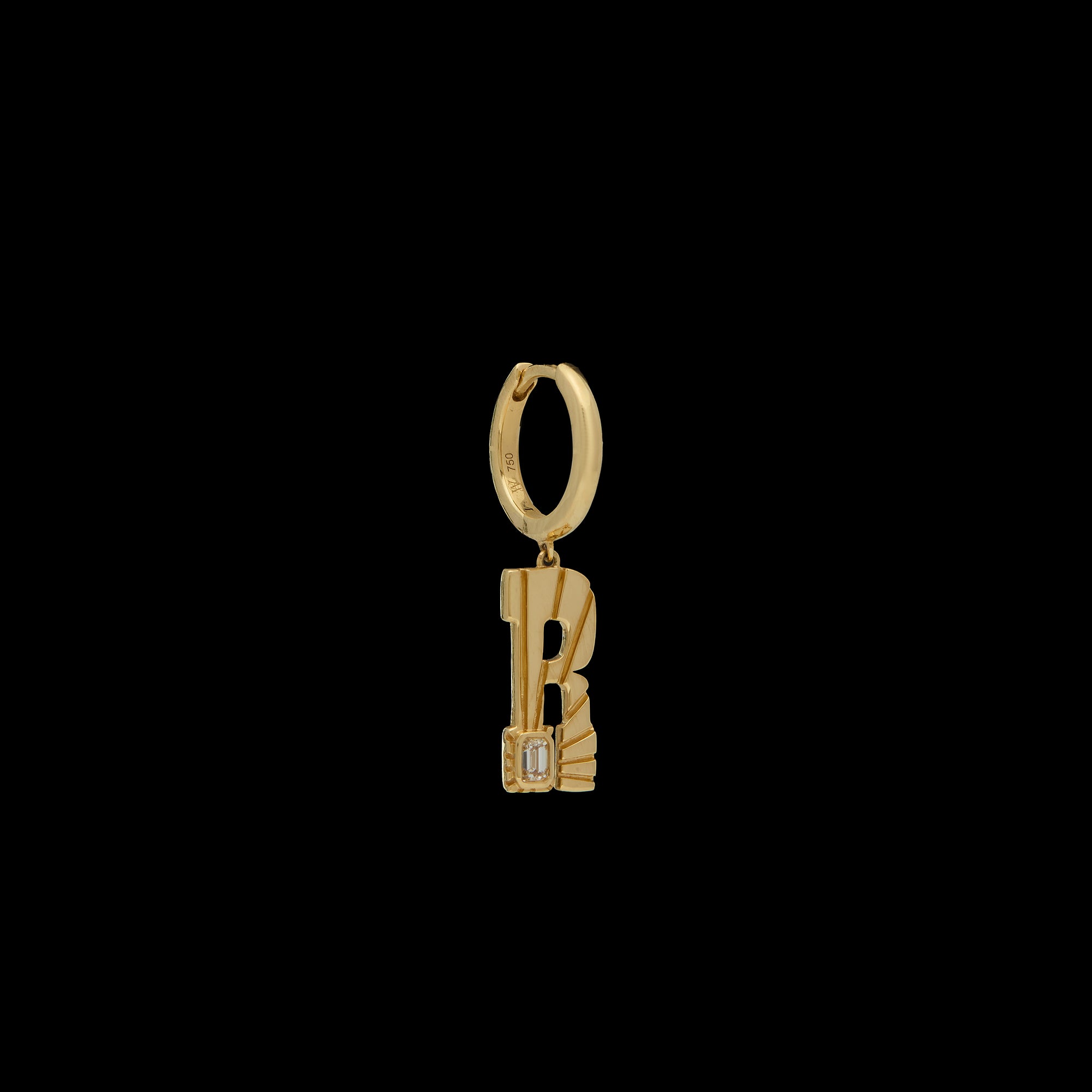 Ray of Light Initial Hoops Single Letter Gold