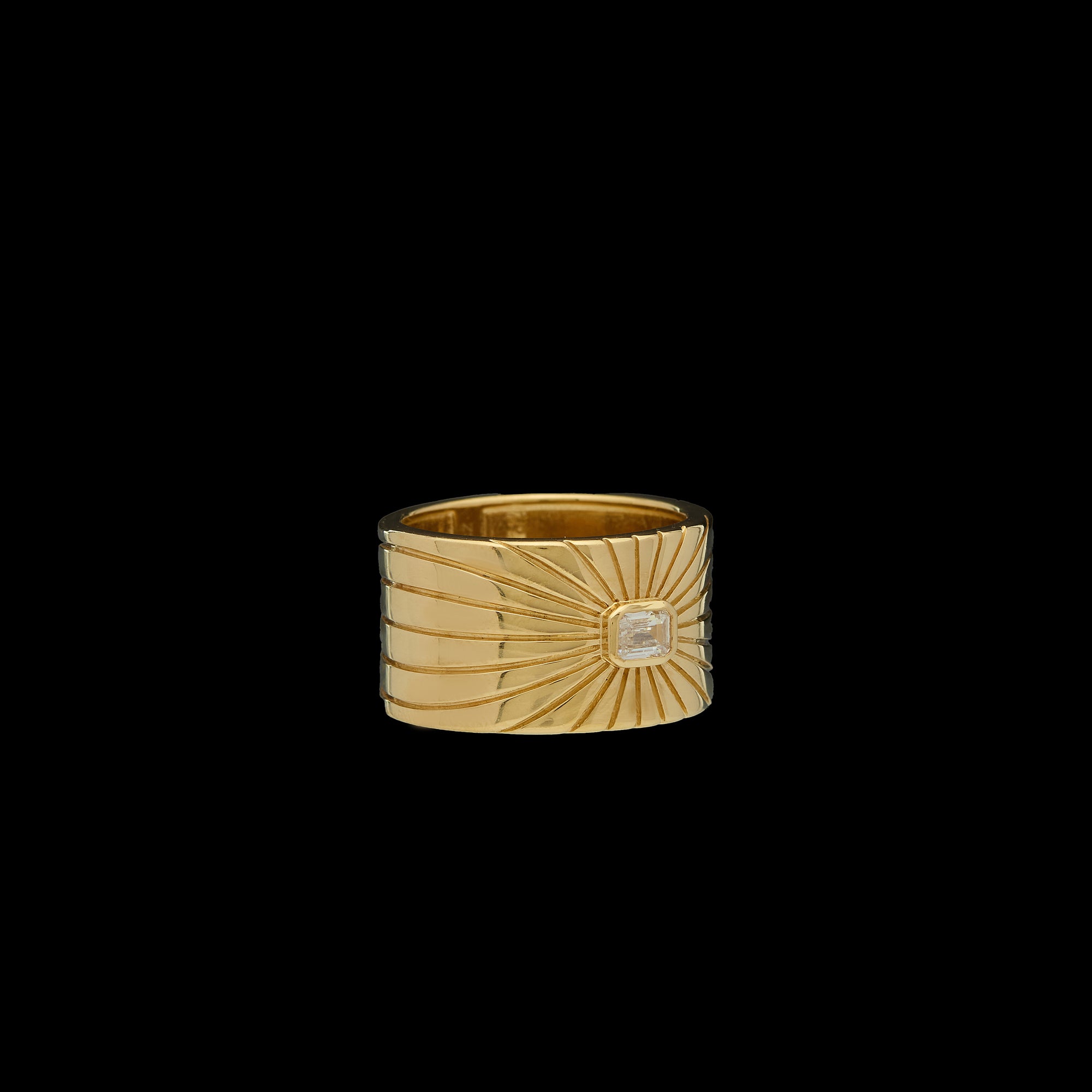 Ray of Light Ring -Gold Cigar Band - Large